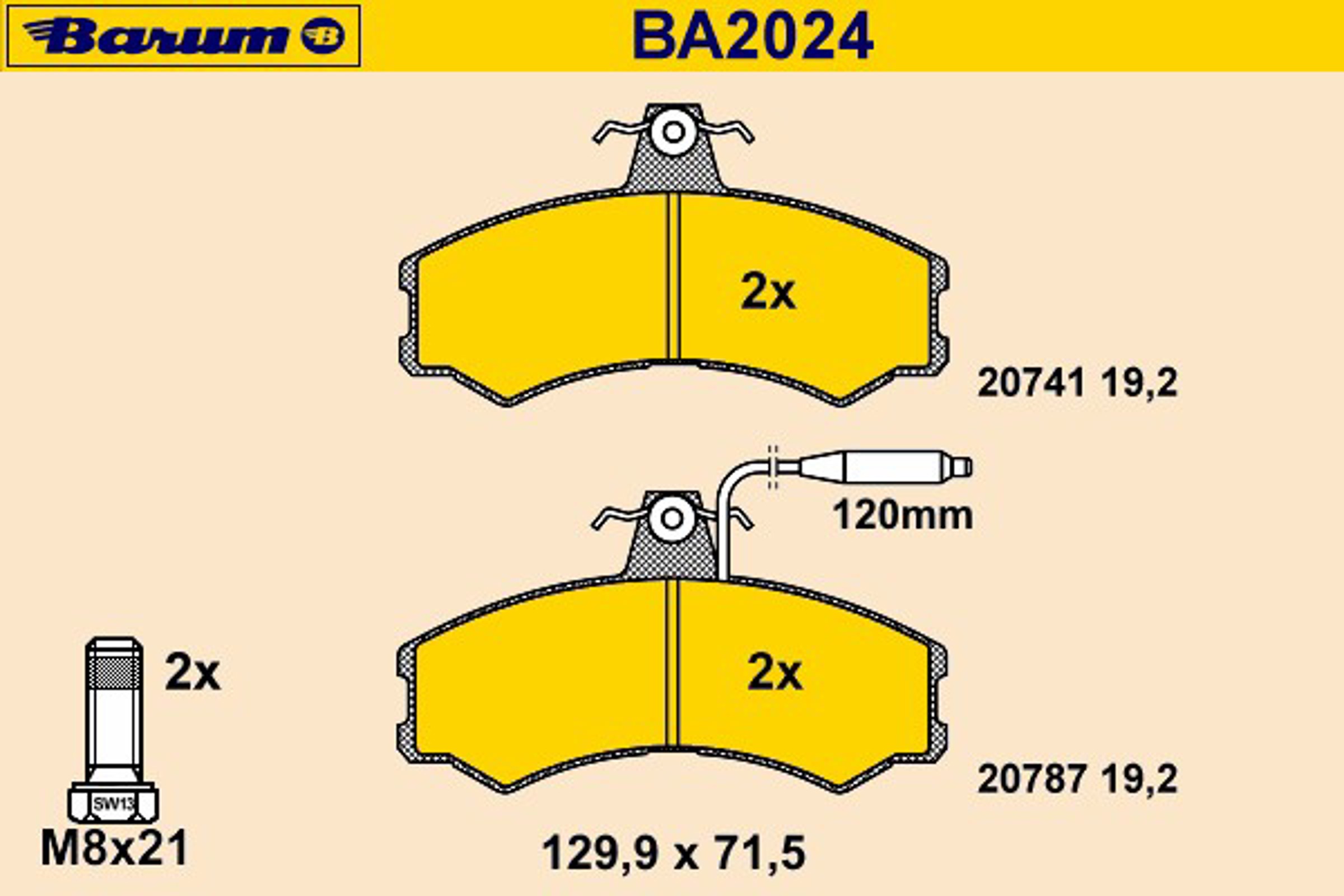 BA2024 BARUM Колодки тормозные дисковые