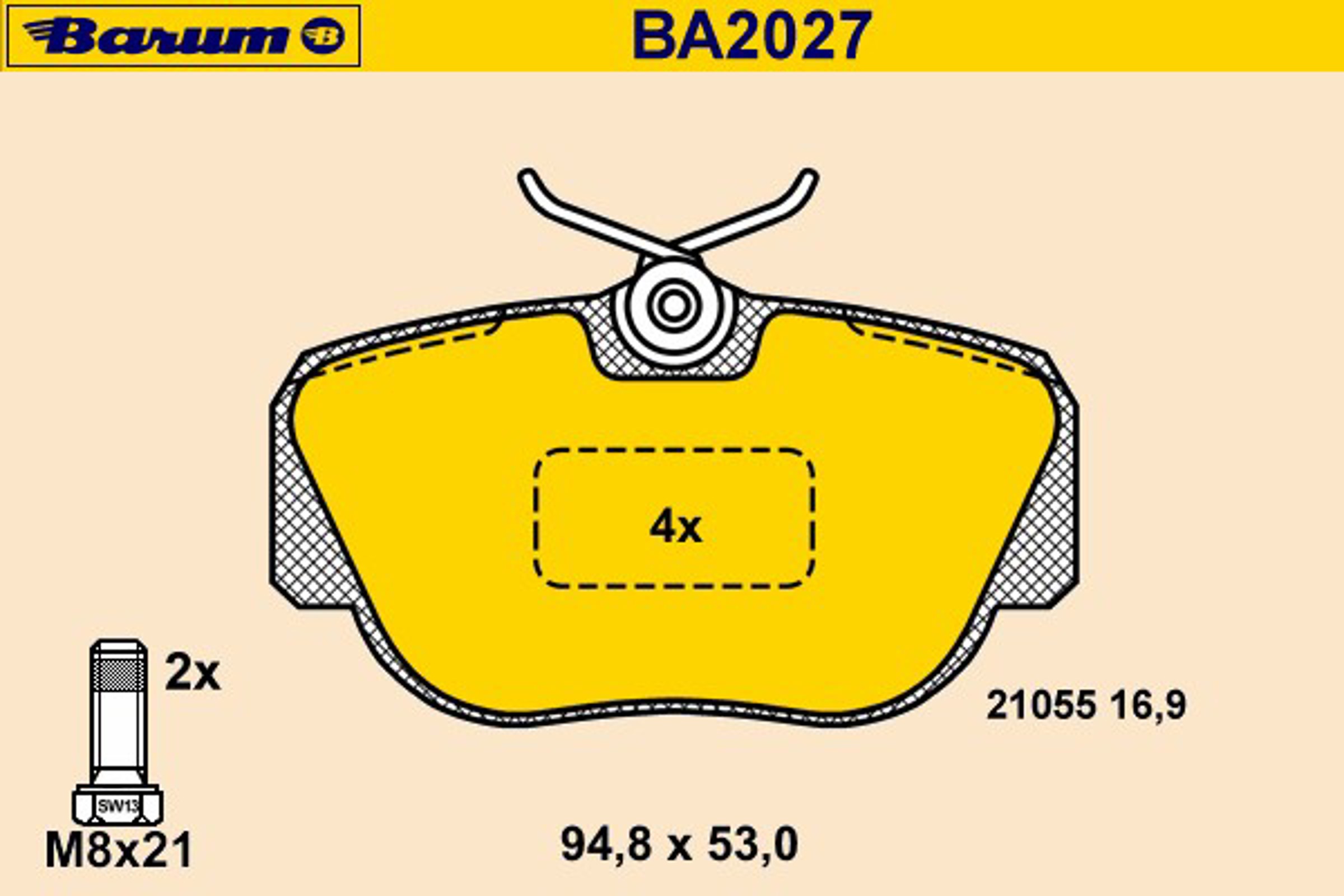 Колодки тормозные дисковые BARUM BA2027