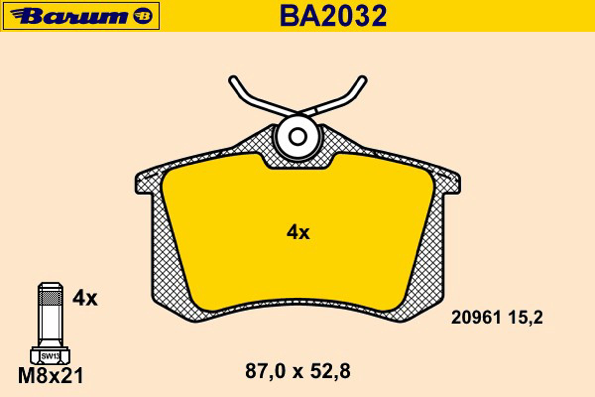 Колодки тормозные дисковые BARUM BA2032