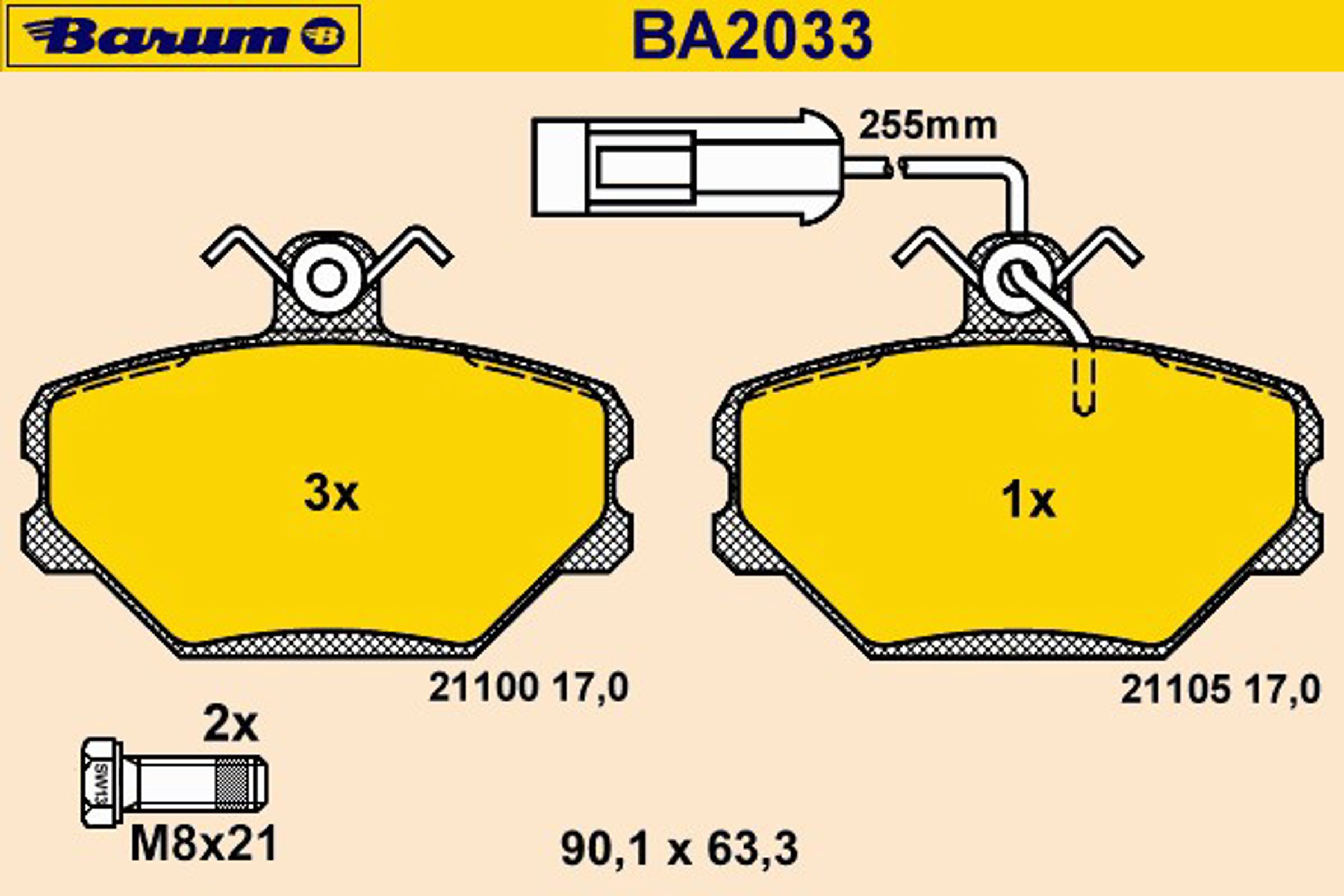 Колодки тормозные дисковые BARUM BA2033