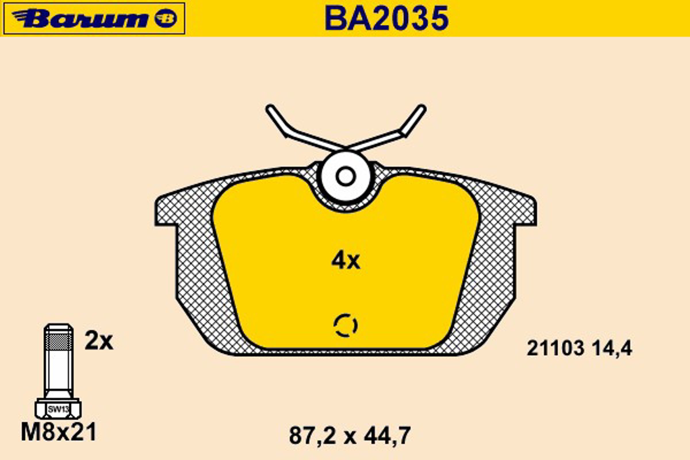 BA2035 BARUM Колодки тормозные дисковые