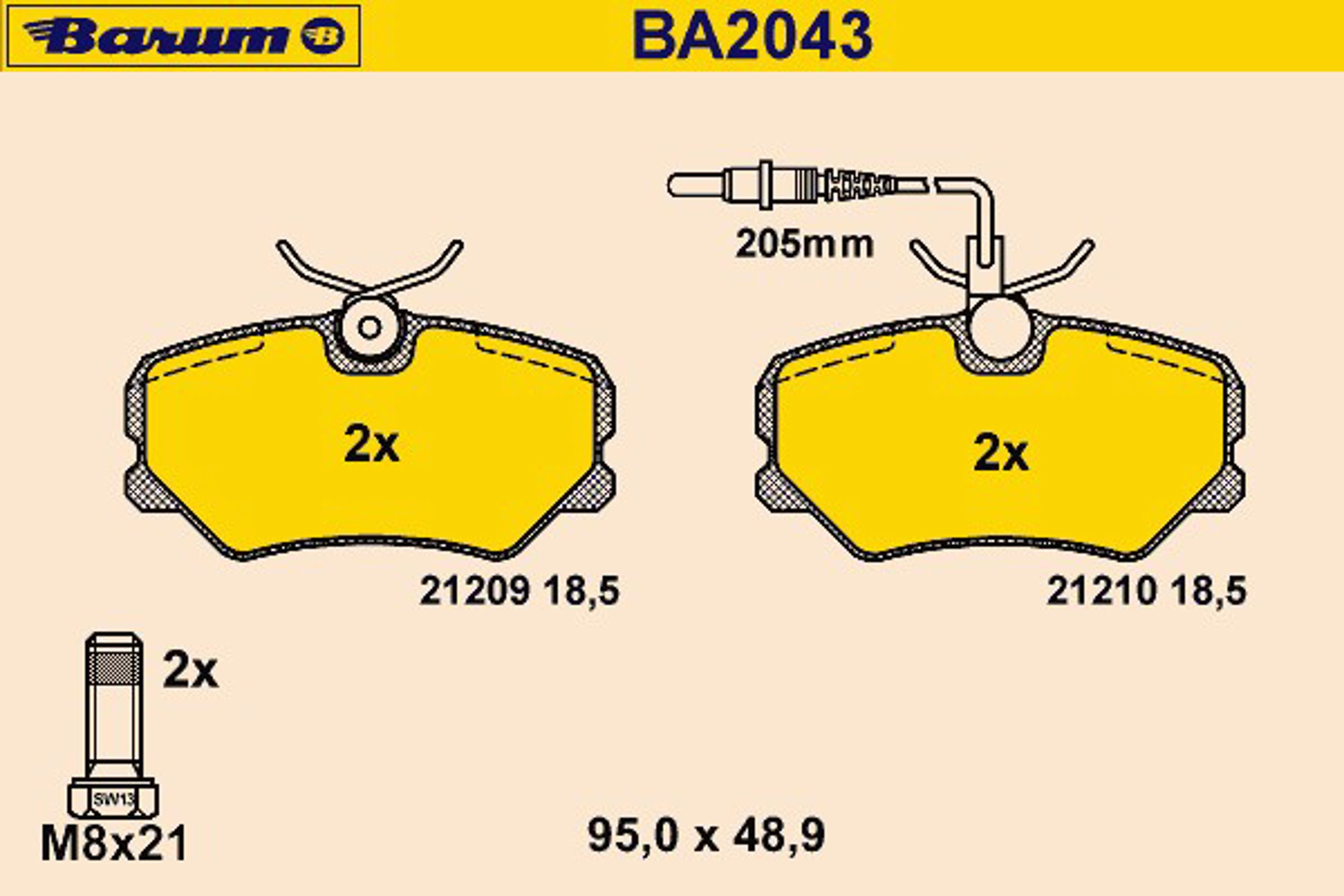 BA2043 BARUM Колодки тормозные дисковые