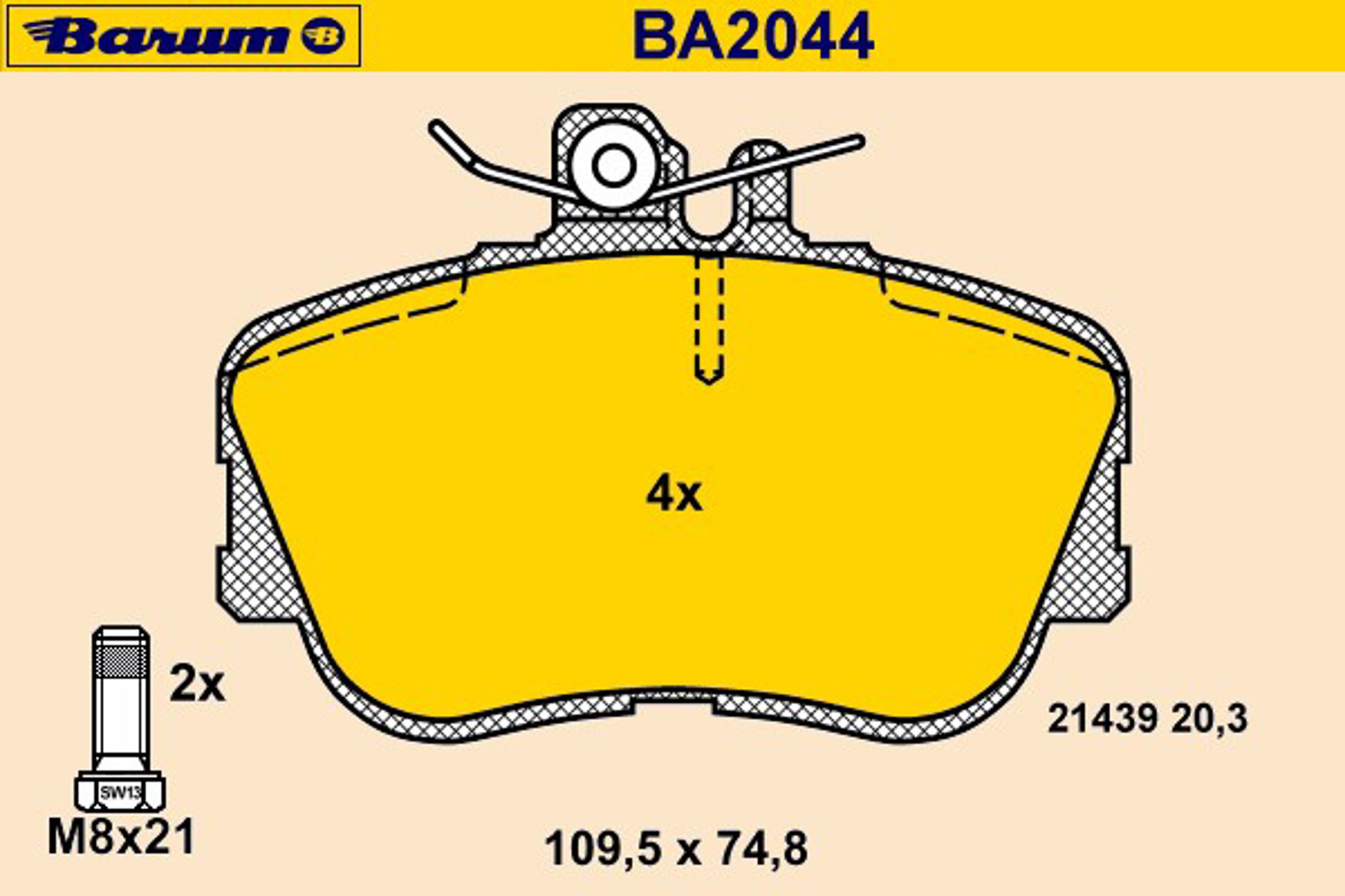 BA2044 BARUM Колодки тормозные дисковые