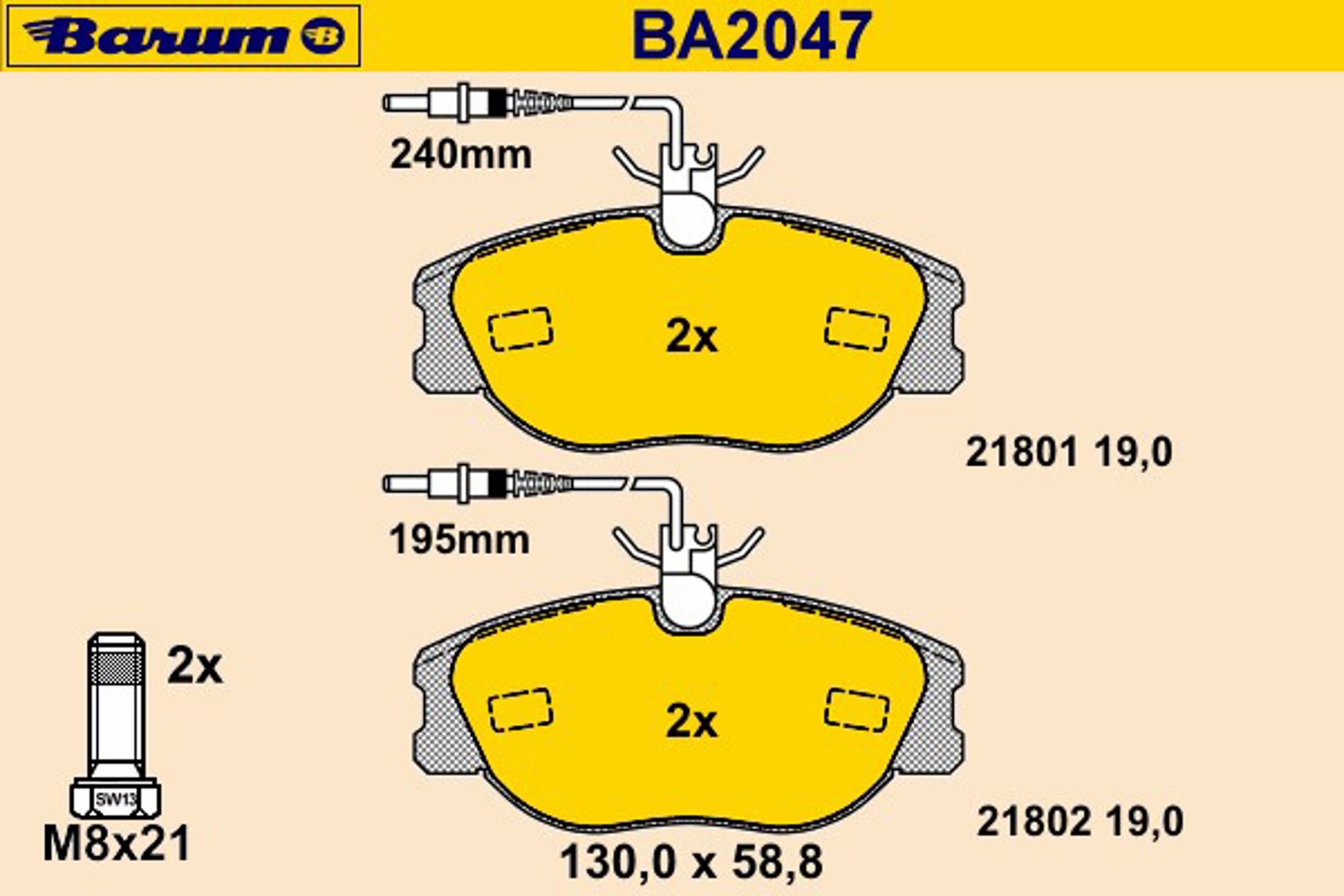 Колодки тормозные дисковые BARUM BA2047