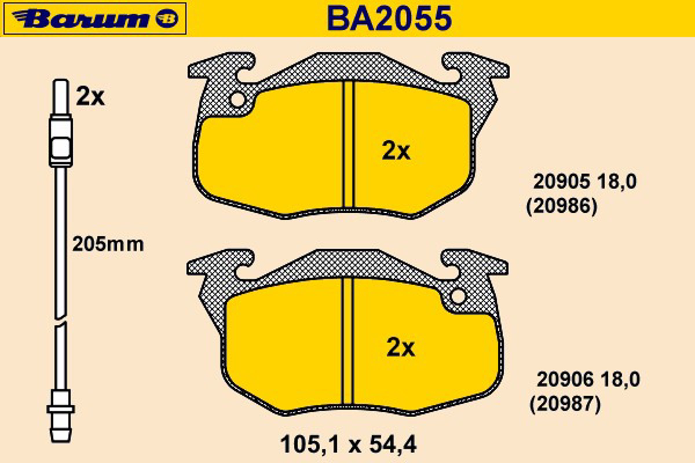 BA2055 BARUM Колодки тормозные дисковые