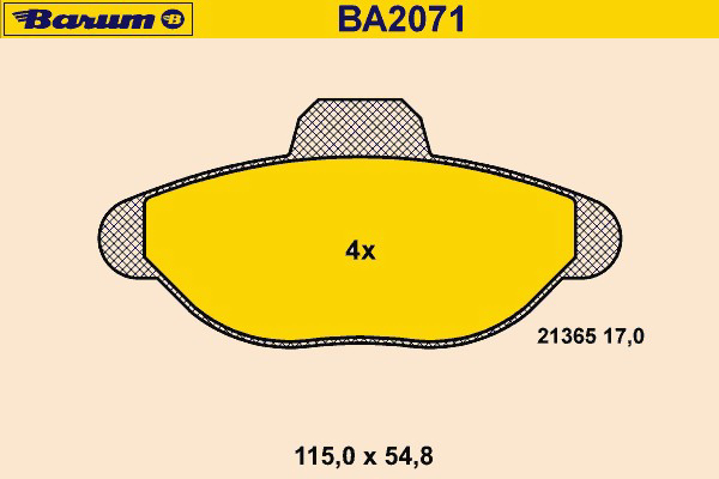 Колодки тормозные дисковые BARUM BA2071