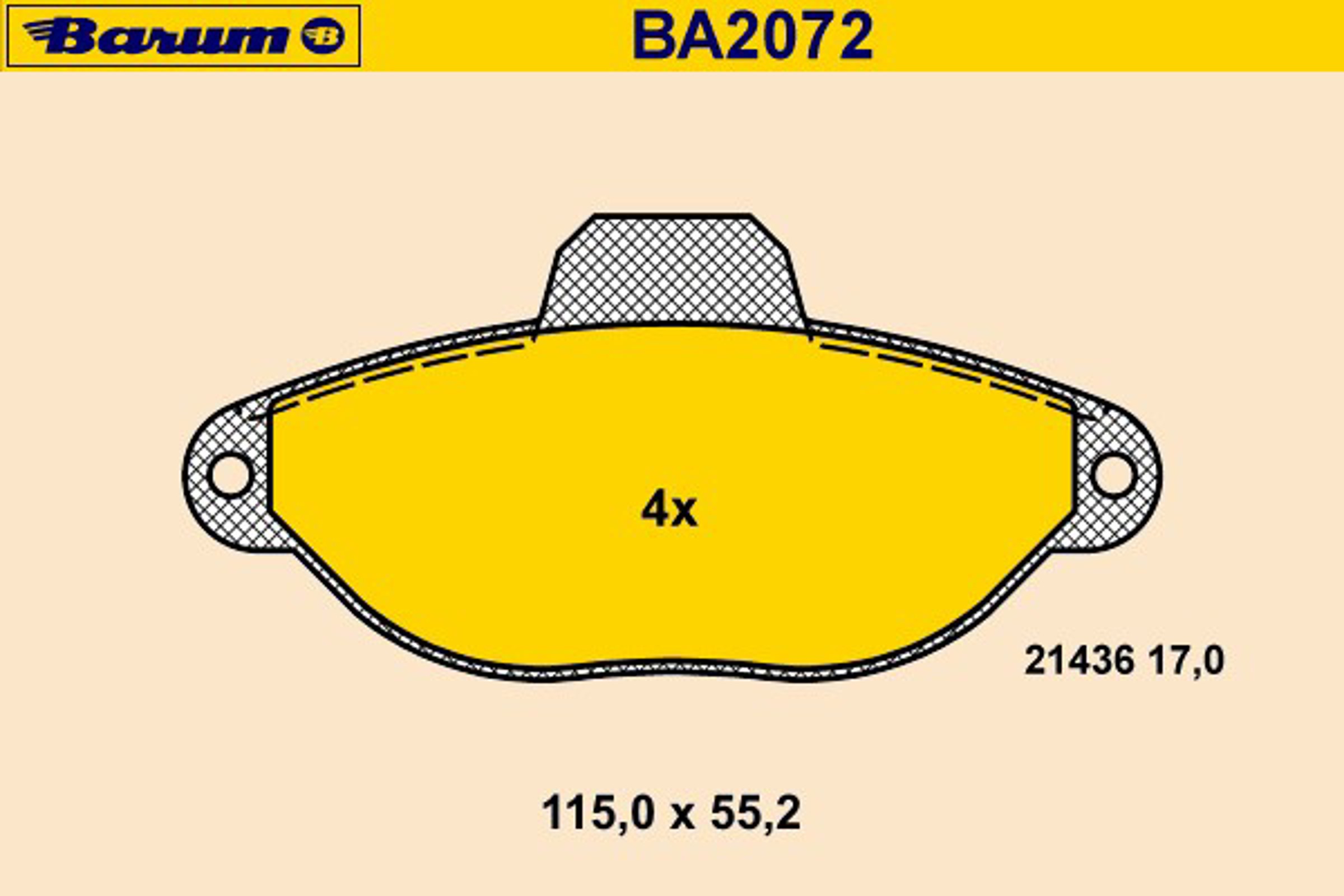 Колодки тормозные дисковые BARUM BA2072