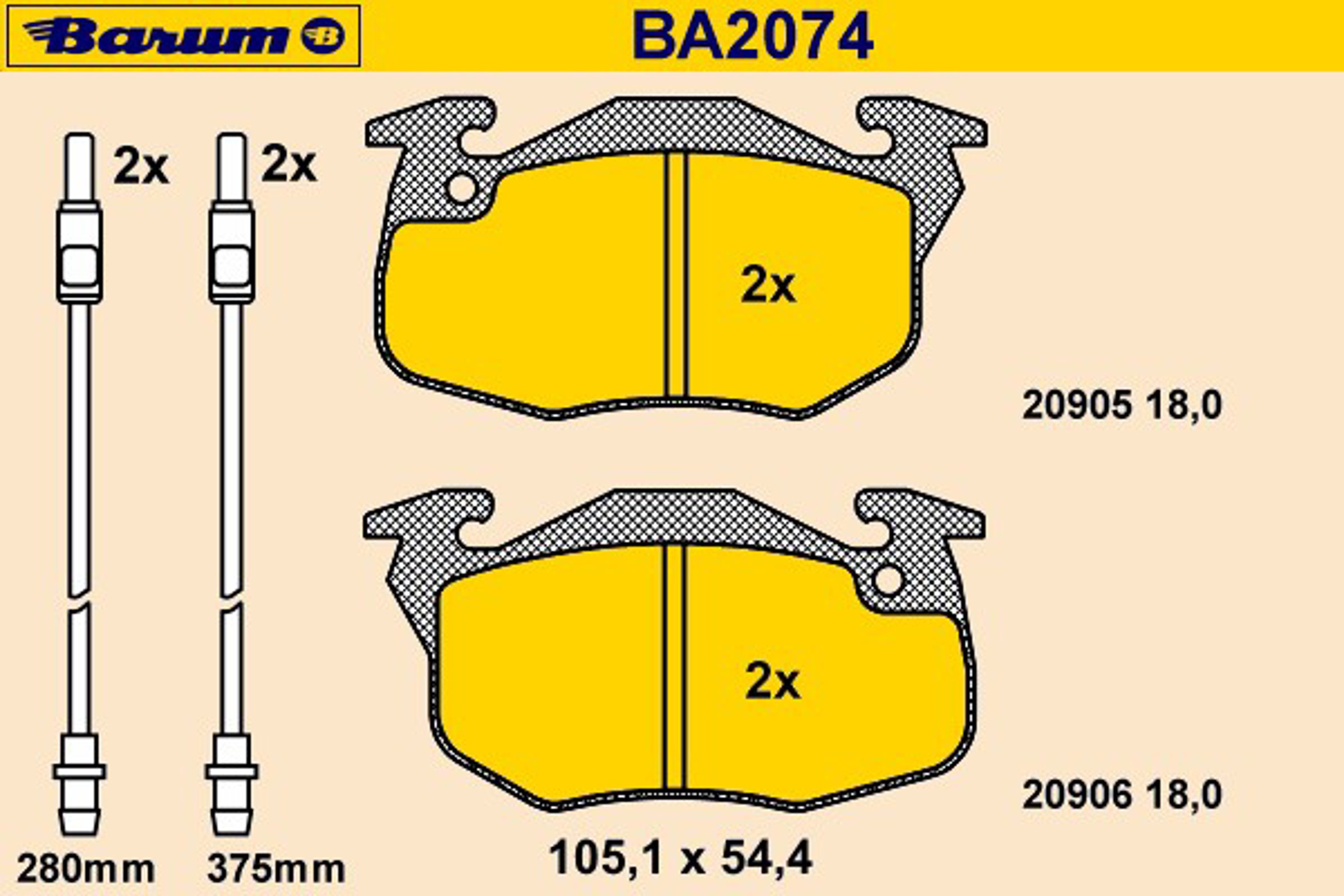 Колодки тормозные дисковые BARUM BA2074