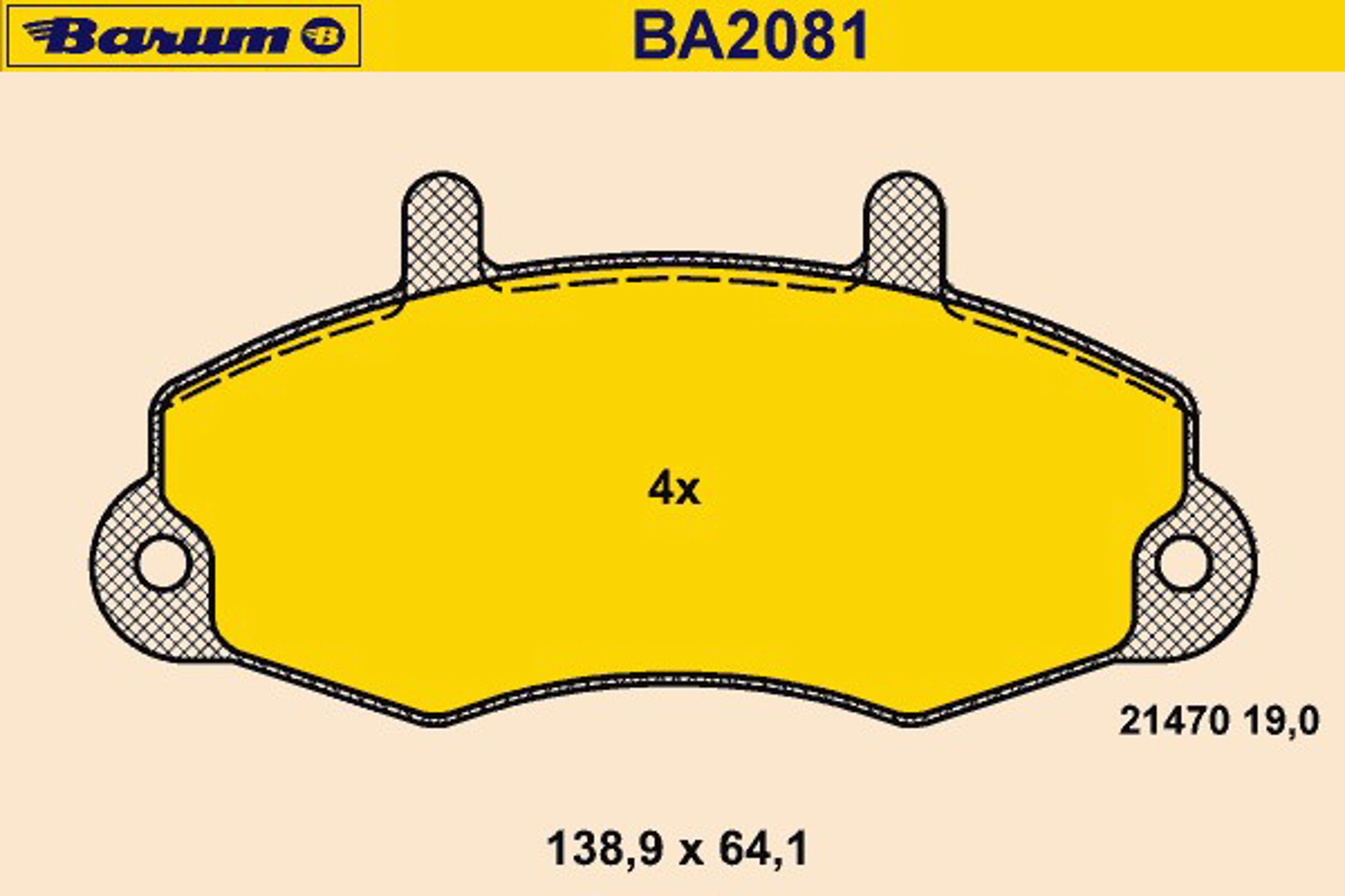 Колодки тормозные дисковые BARUM BA2081