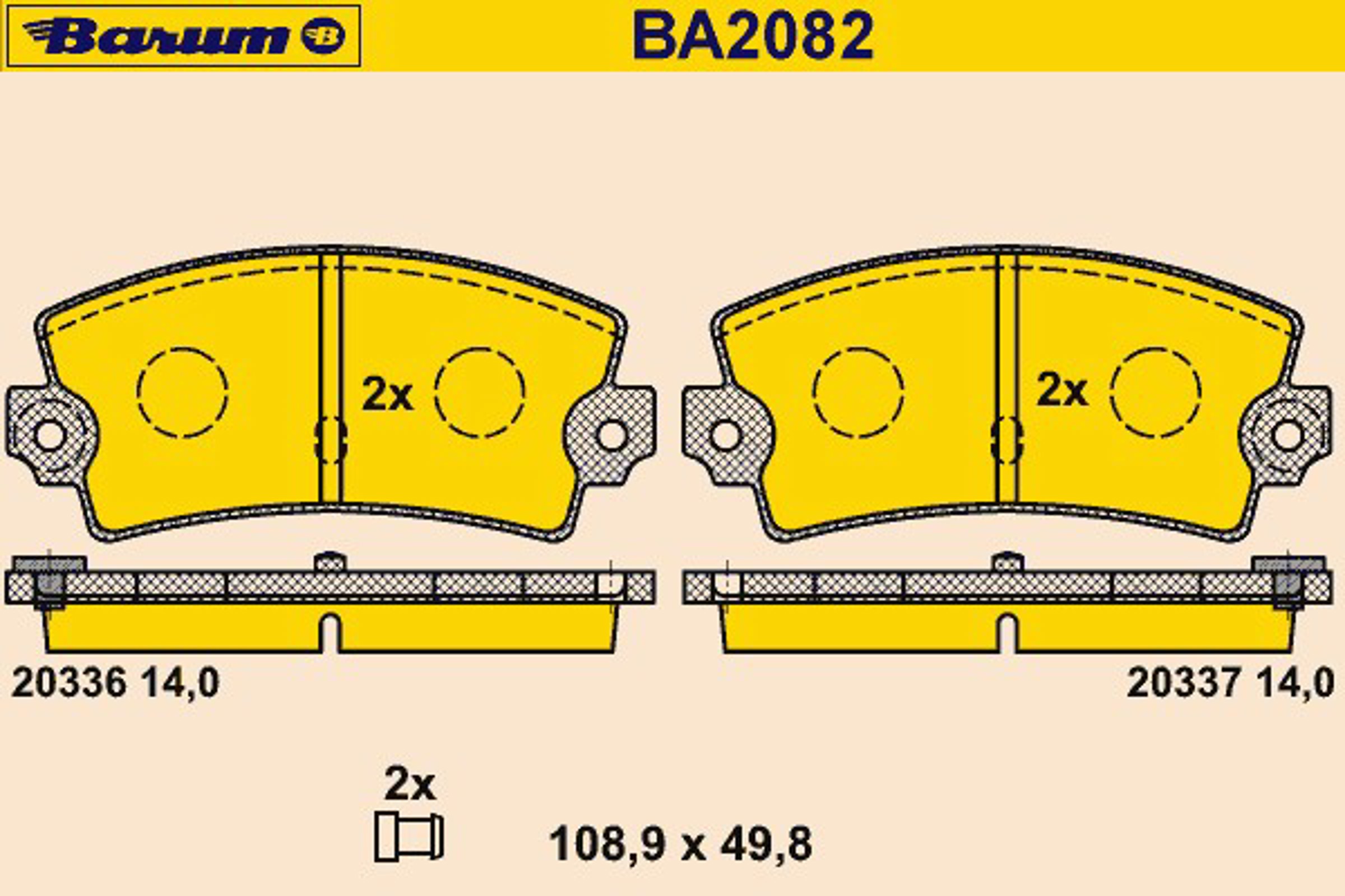 BA2082 BARUM Колодки тормозные дисковые