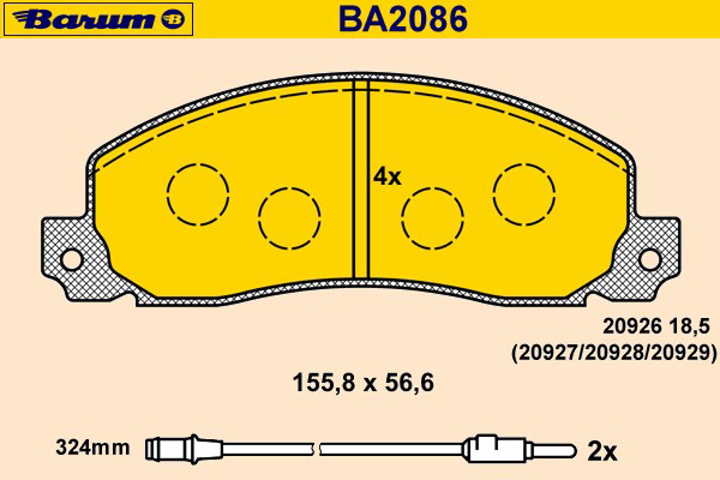 Колодки тормозные дисковые BARUM BA2086