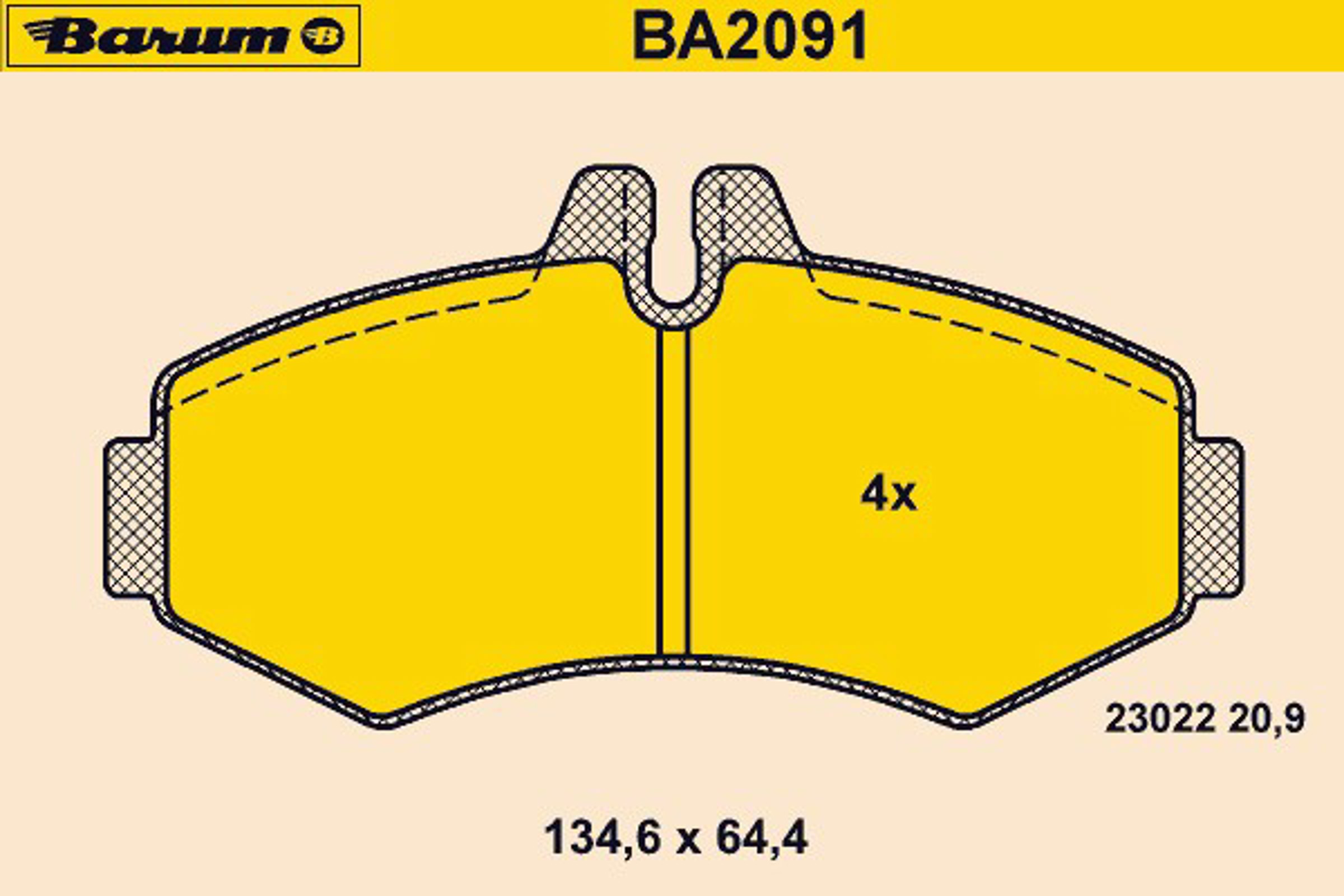 BA2091 BARUM Комплект тормозных колодок, дисковый тормоз