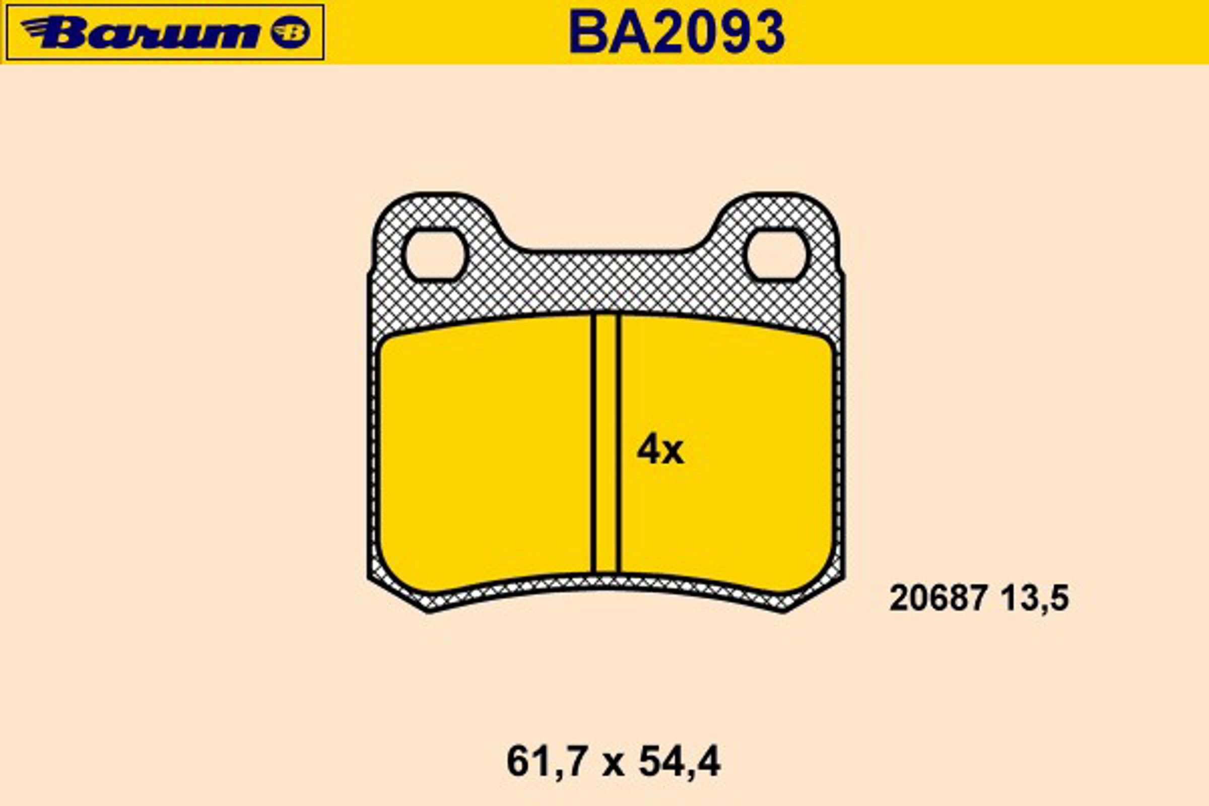 BA2093 BARUM Колодки тормозные дисковые