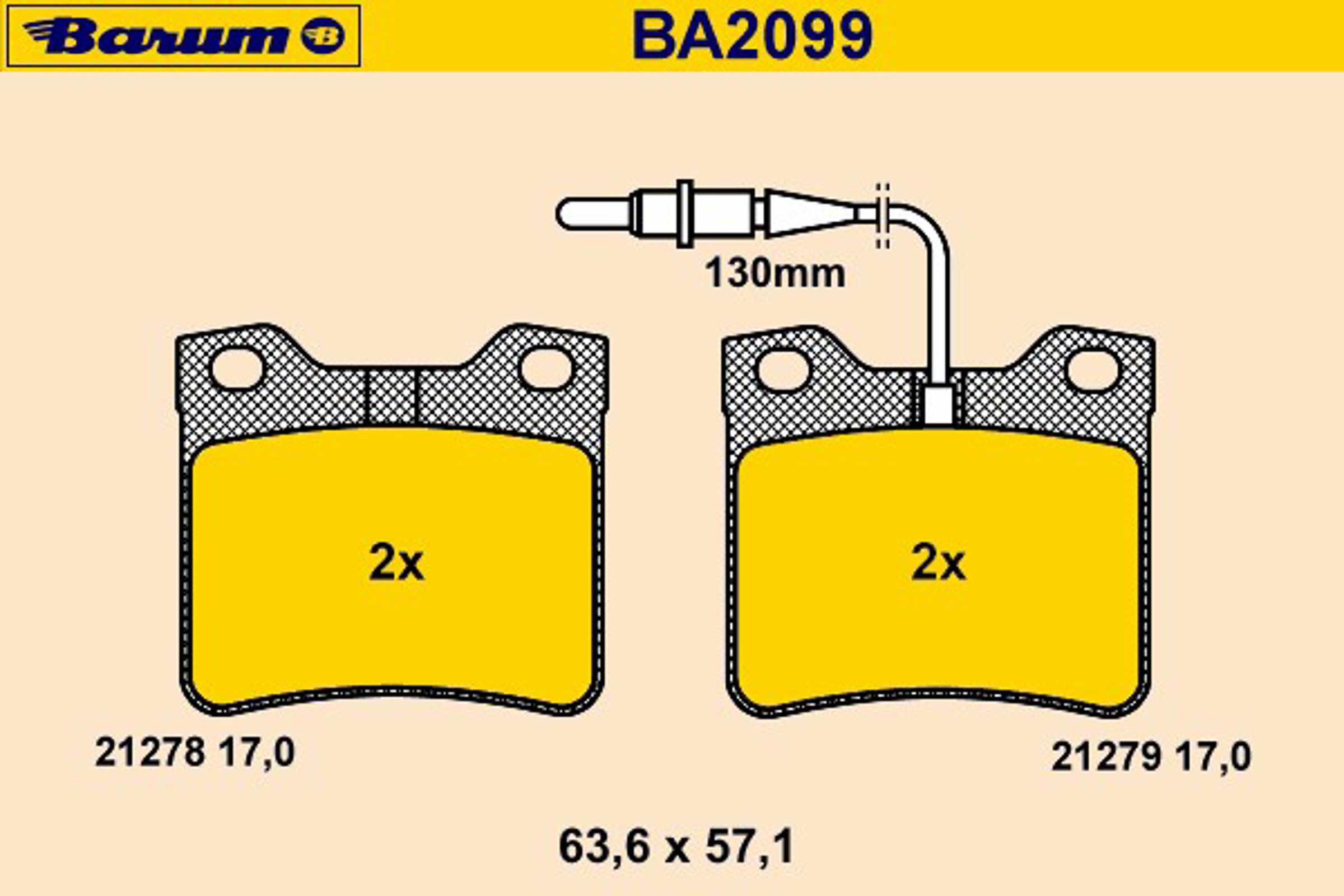 BA2099 BARUM Колодки тормозные дисковые