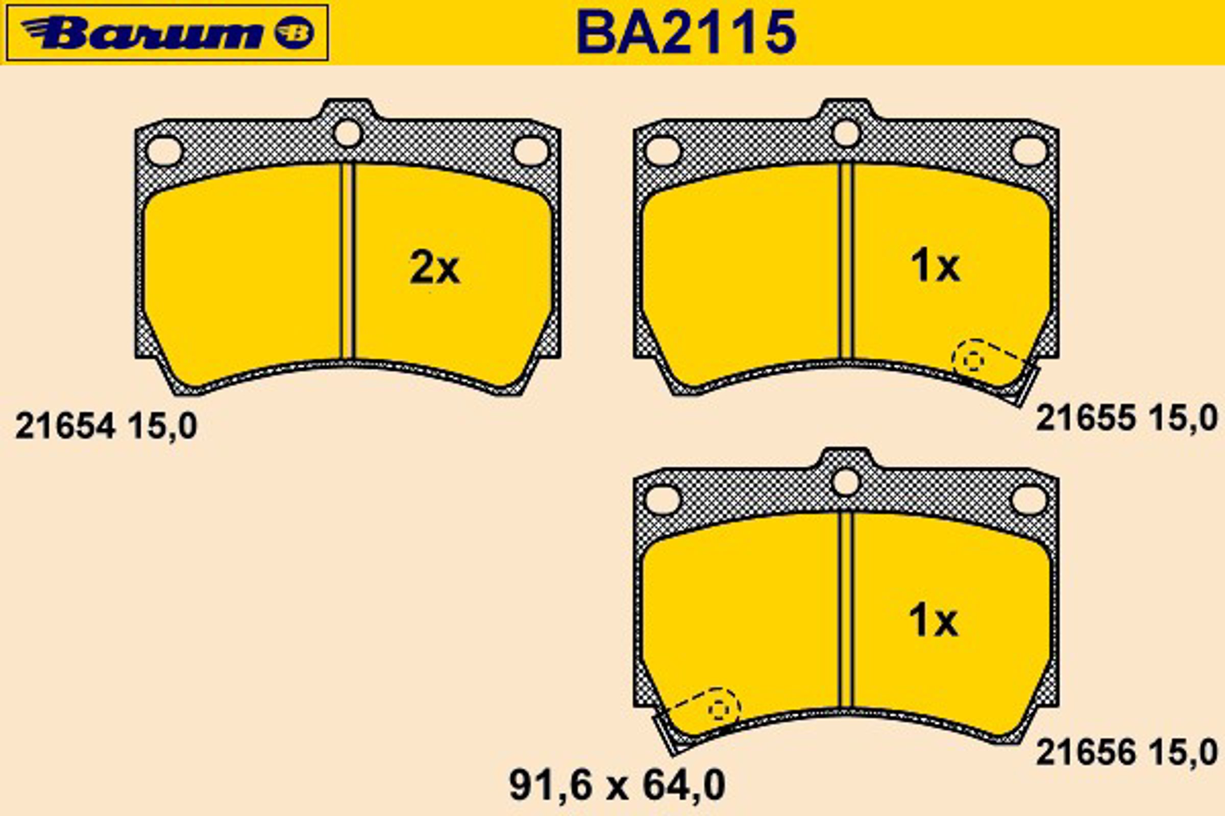 BA2115 BARUM Колодки тормозные дисковые