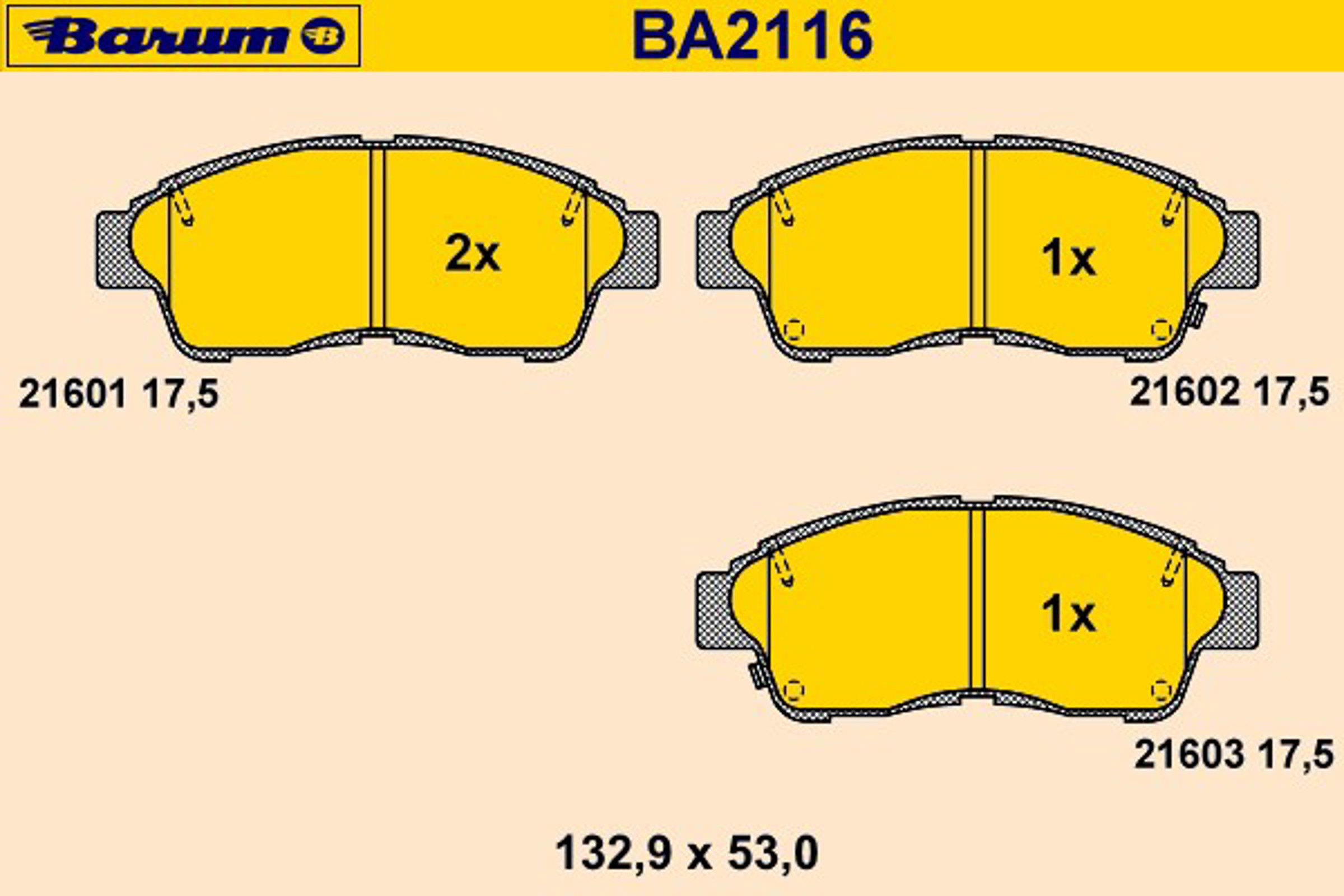 BA2116 BARUM Колодки тормозные дисковые