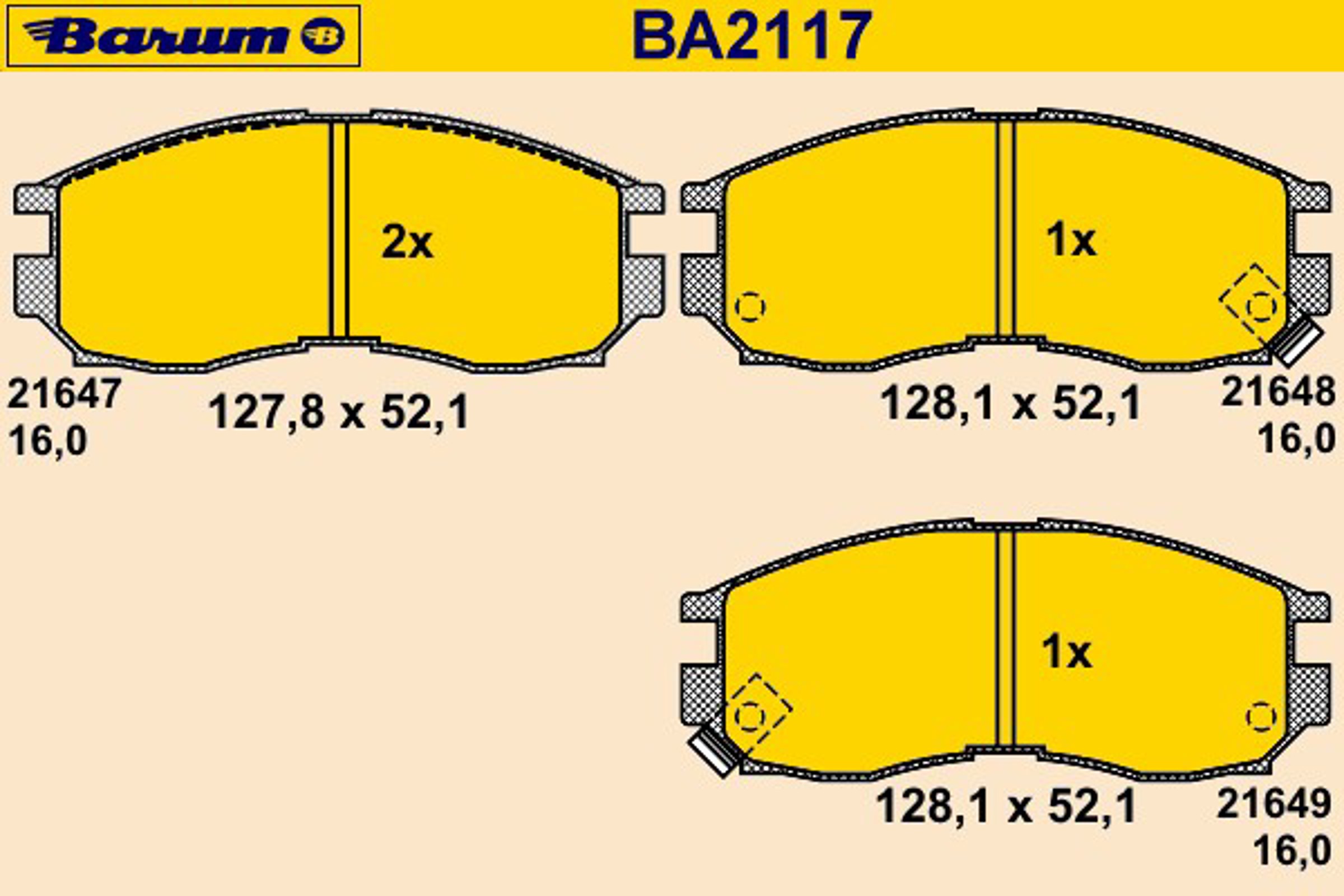 Колодки тормозные дисковые BARUM BA2117
