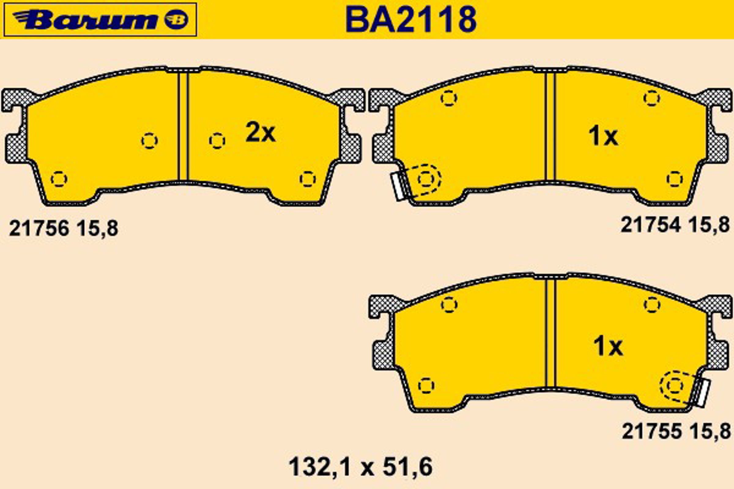 Колодки тормозные дисковые BARUM BA2118