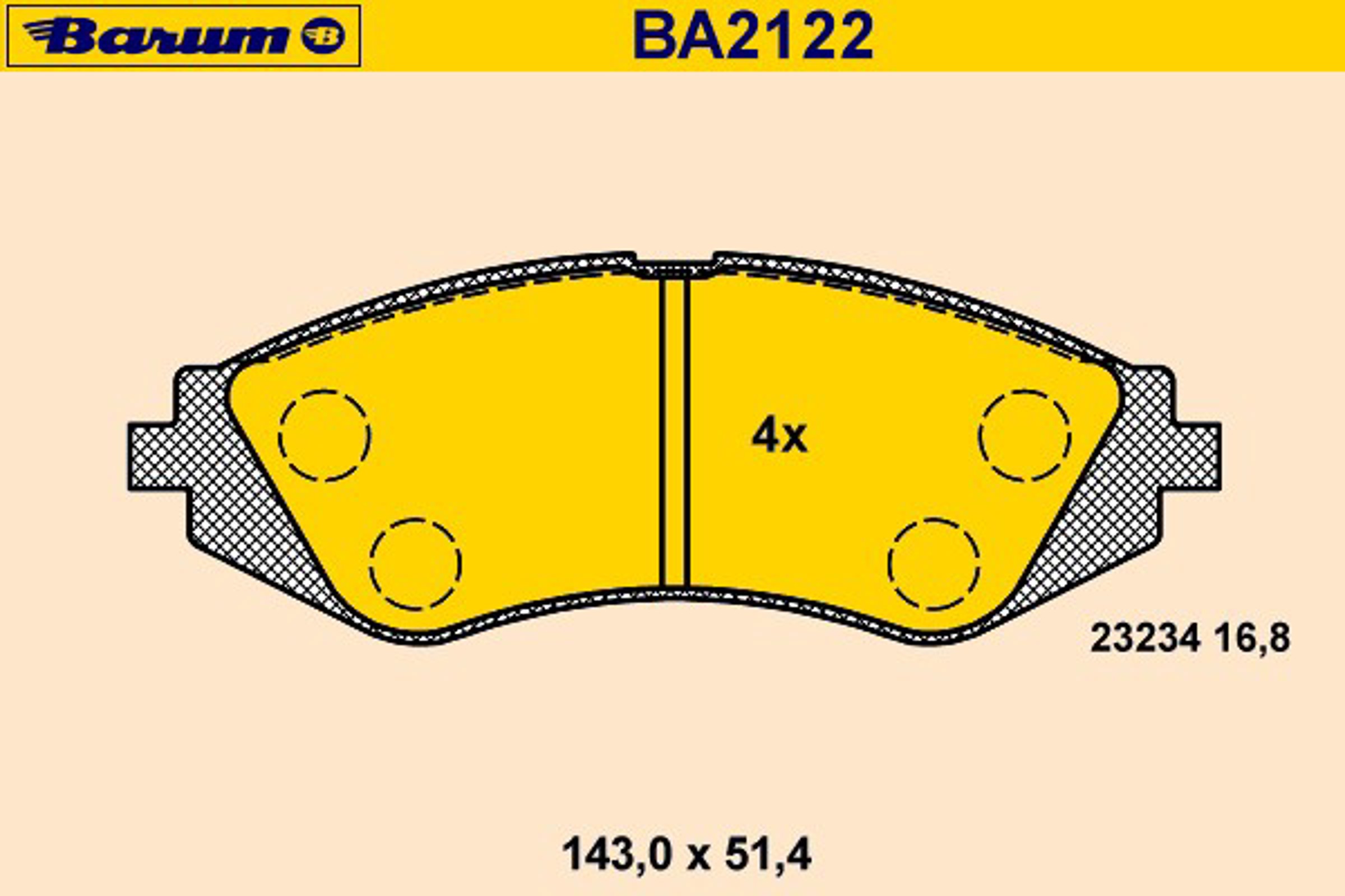 Колодки тормозные дисковые BARUM BA2122