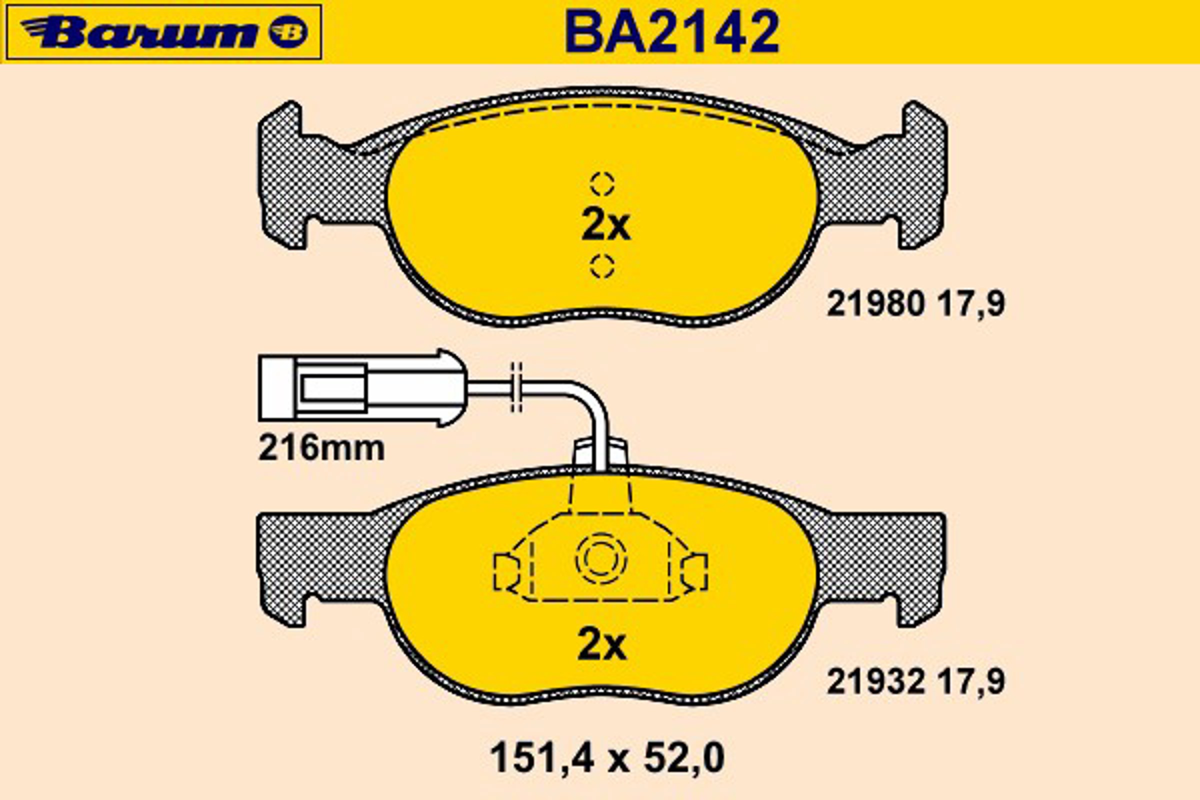 Колодки тормозные дисковые BARUM BA2142