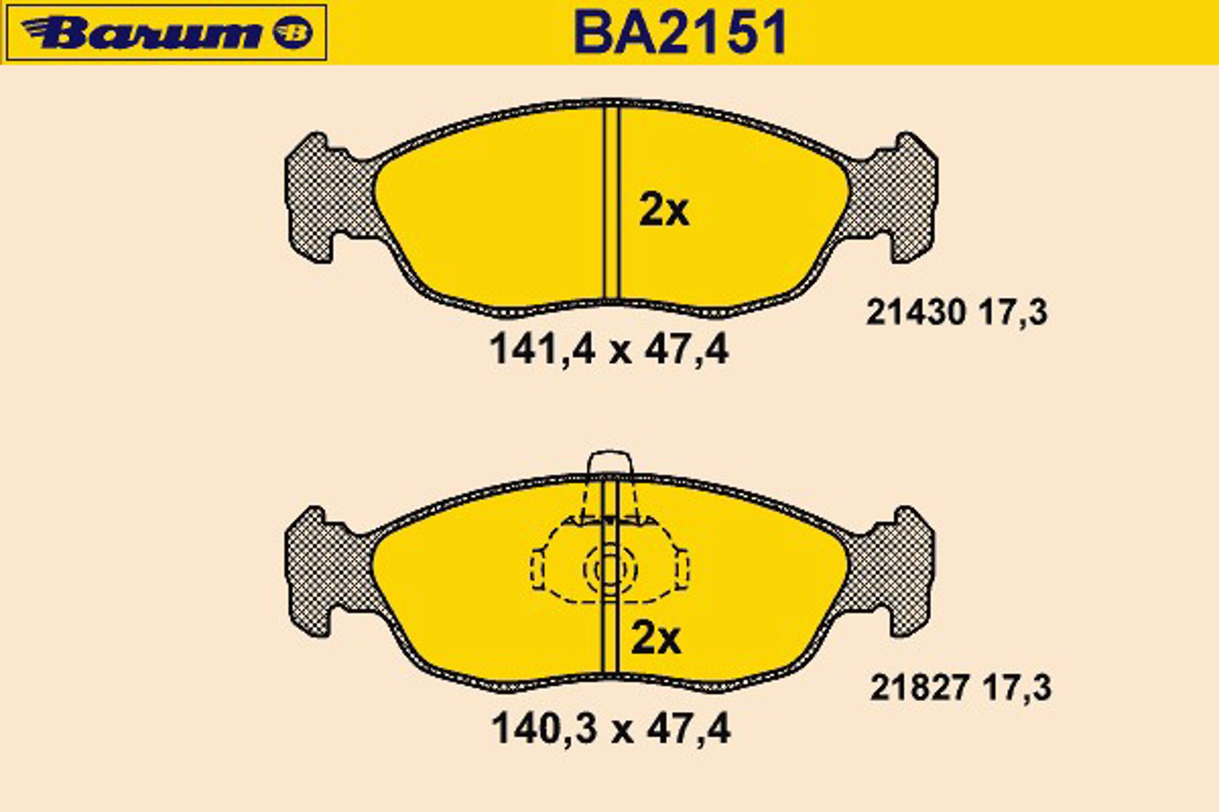 BA2151 BARUM Колодки тормозные дисковые