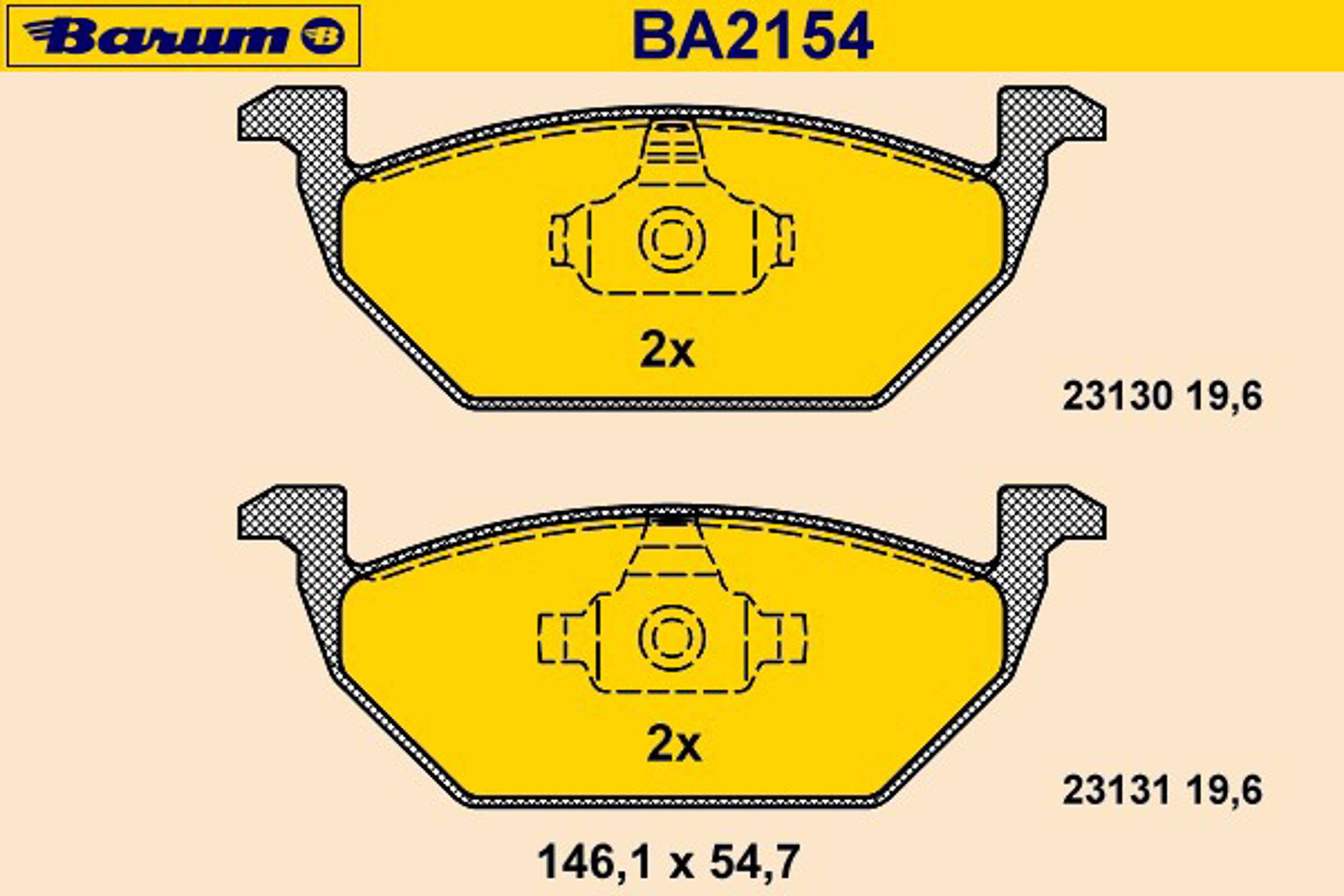 Комплект тормозных колодок дисковый тормоз BARUM BA2154