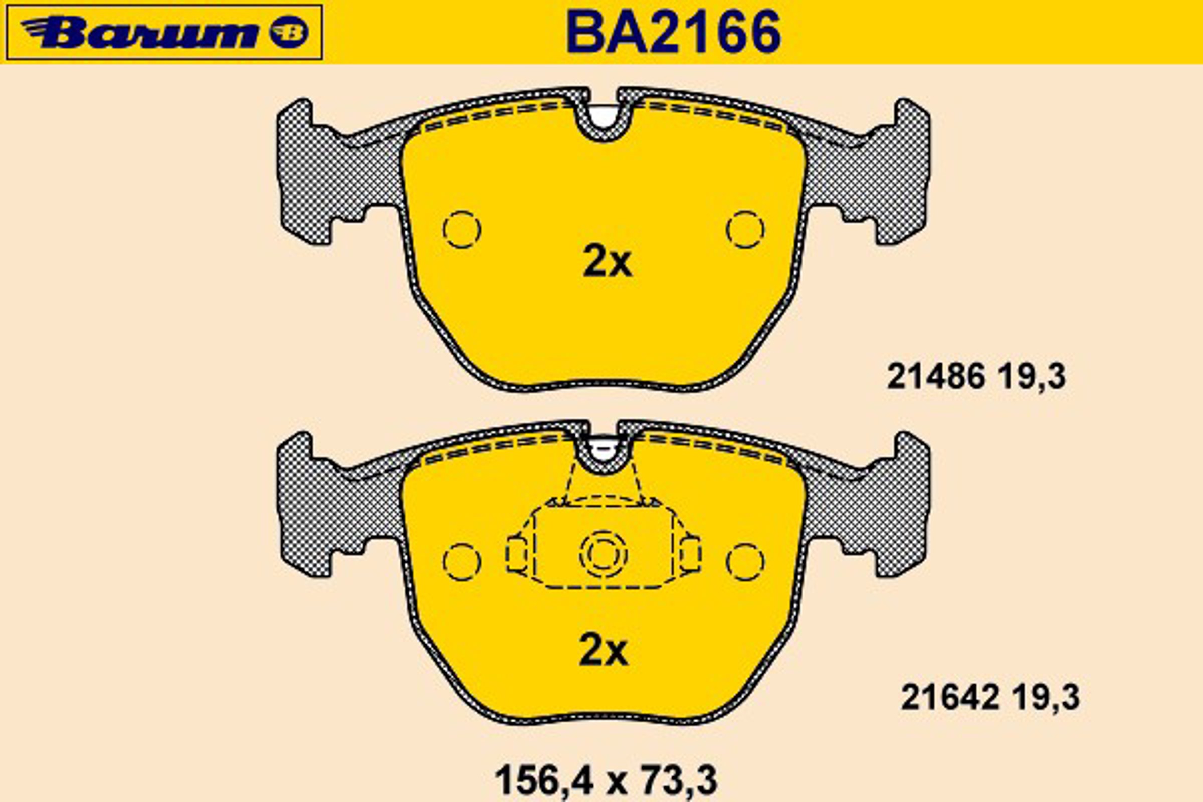 Комплект тормозных колодок дисковый тормоз BARUM BA2166