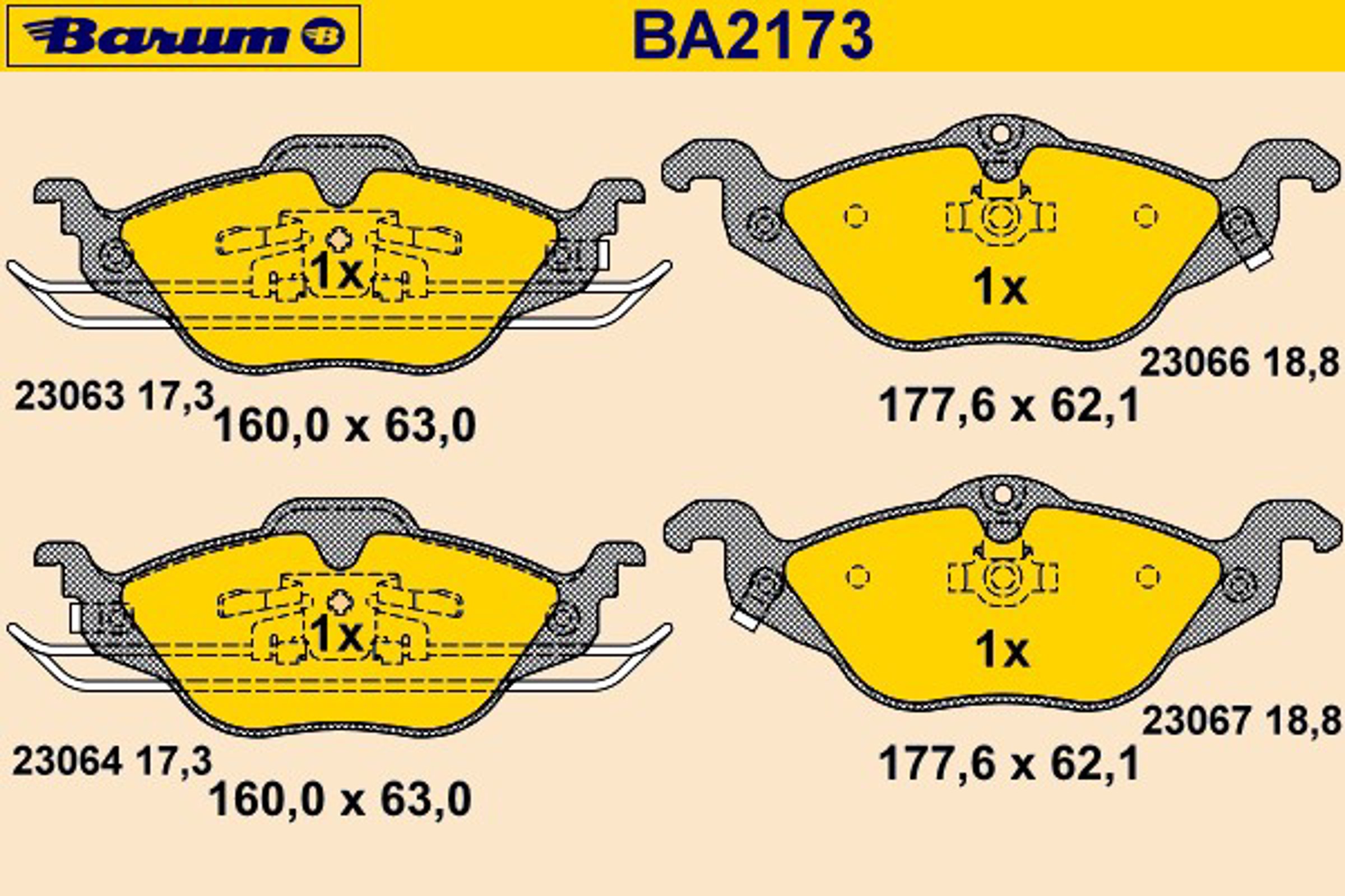 BA2173 BARUM Колодки тормозные дисковые