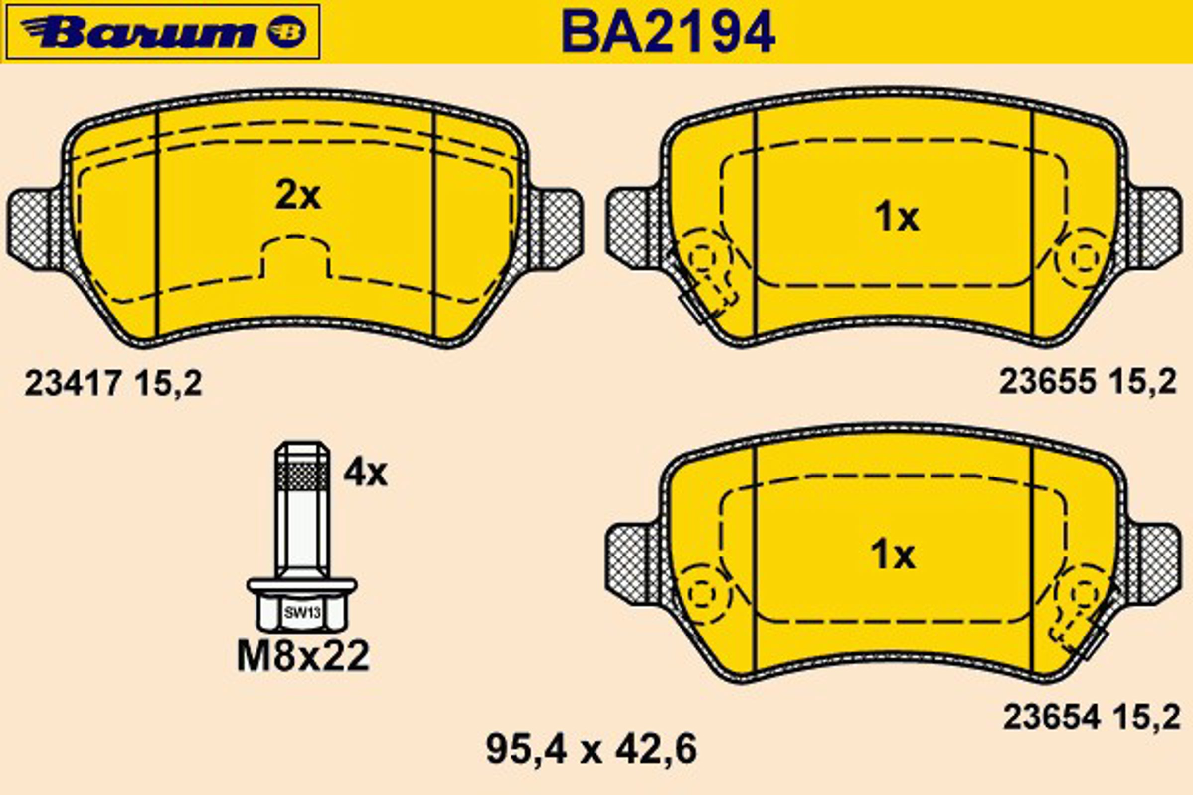 BA2194 BARUM Комплект тормозных колодок, дисковый тормоз