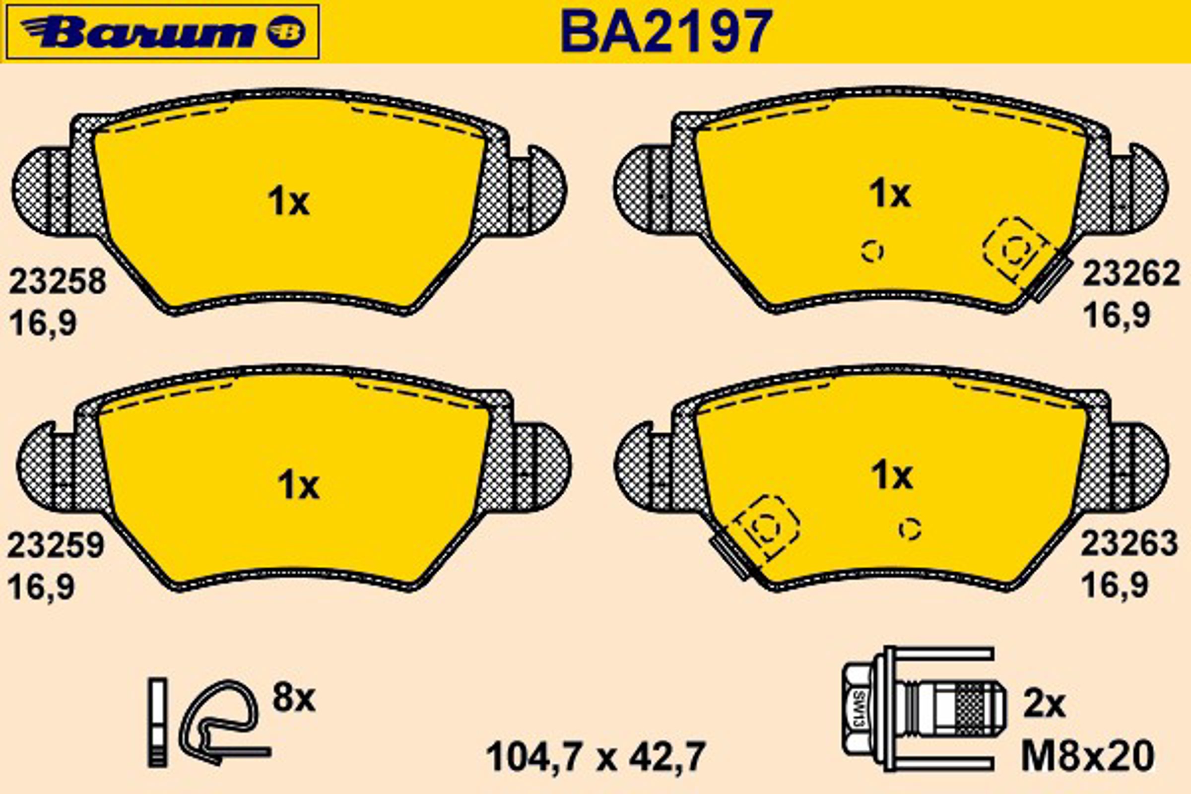 Колодки тормозные дисковые BARUM BA2197