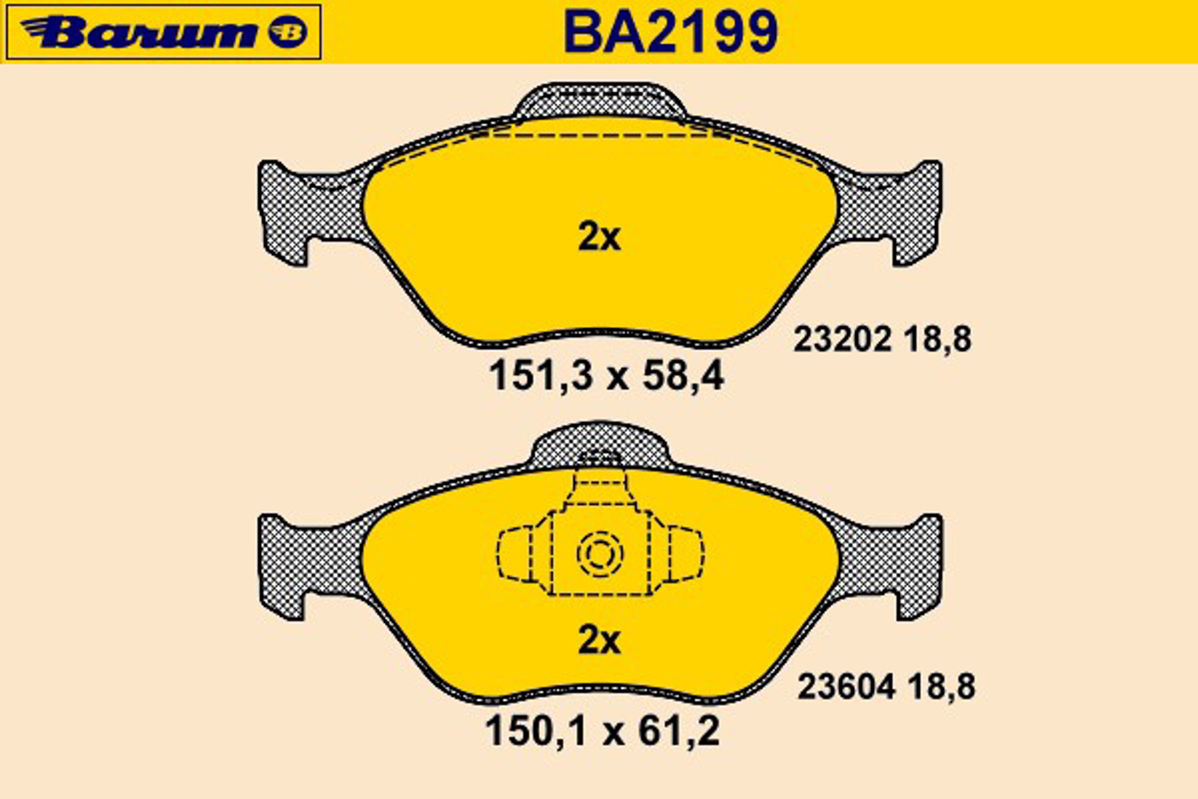 Комплект тормозных колодок дисковый тормоз BARUM BA2199