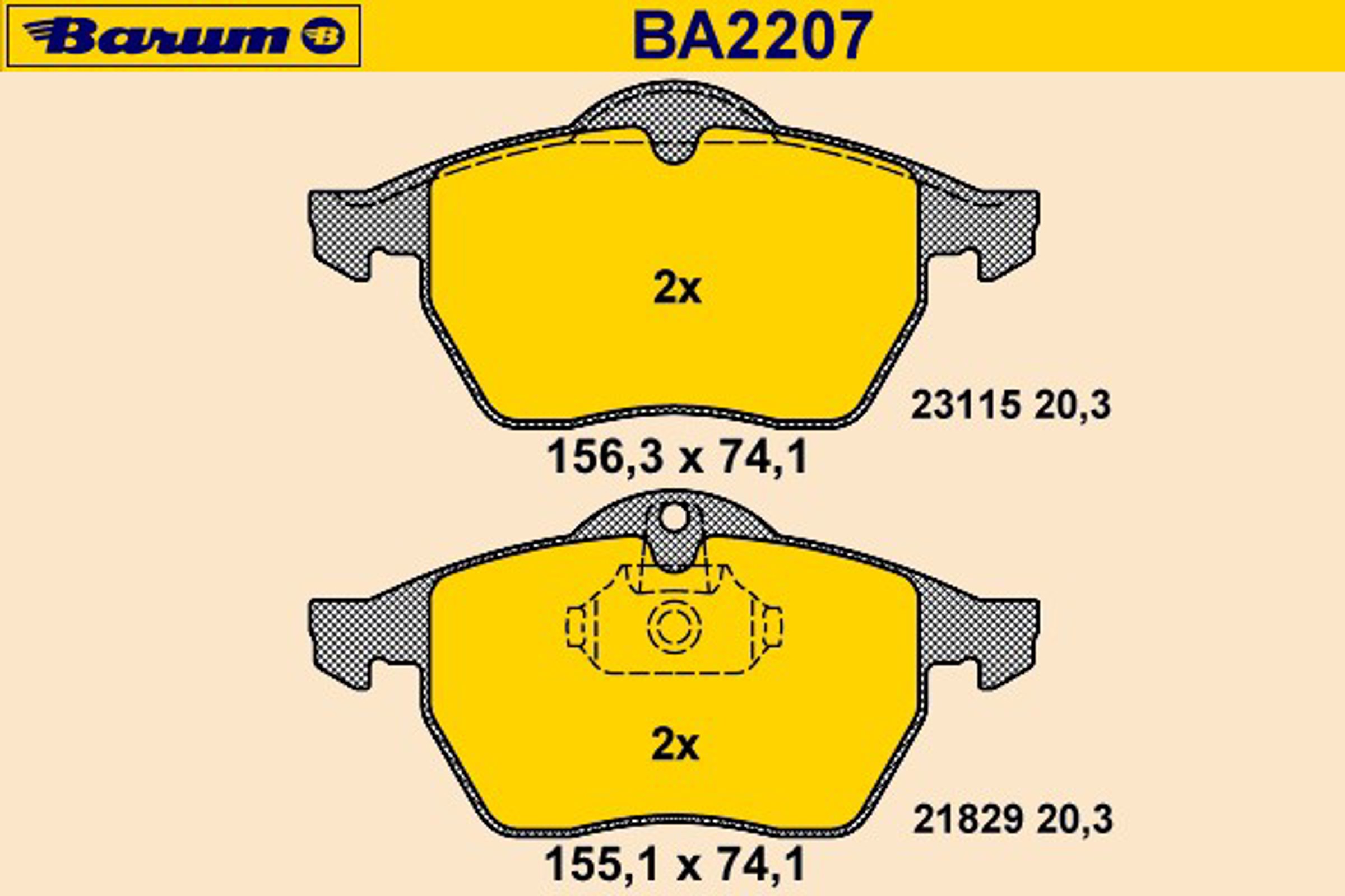 Колодки тормозные дисковые BARUM BA2207