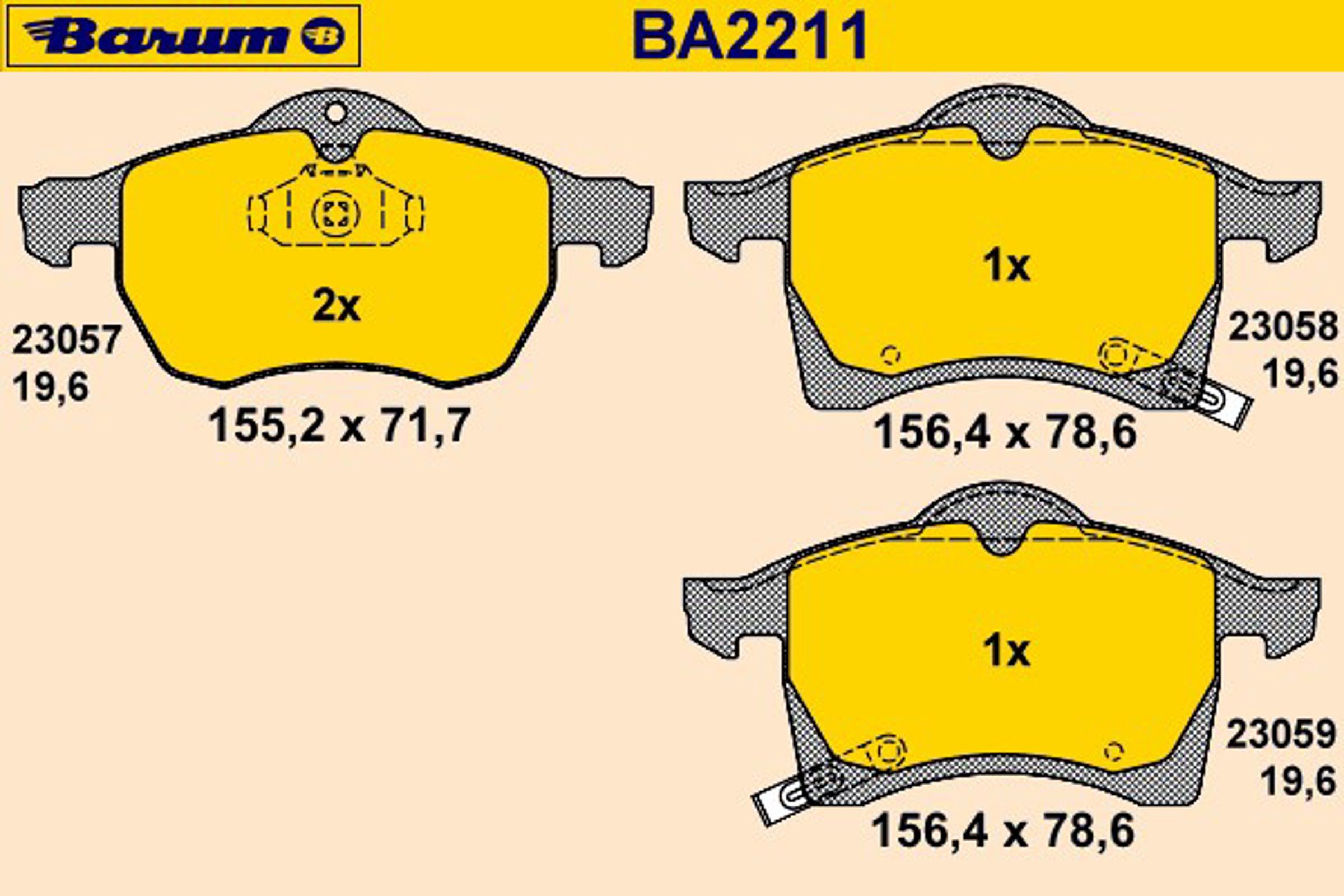 BA2211 BARUM Колодки тормозные дисковые