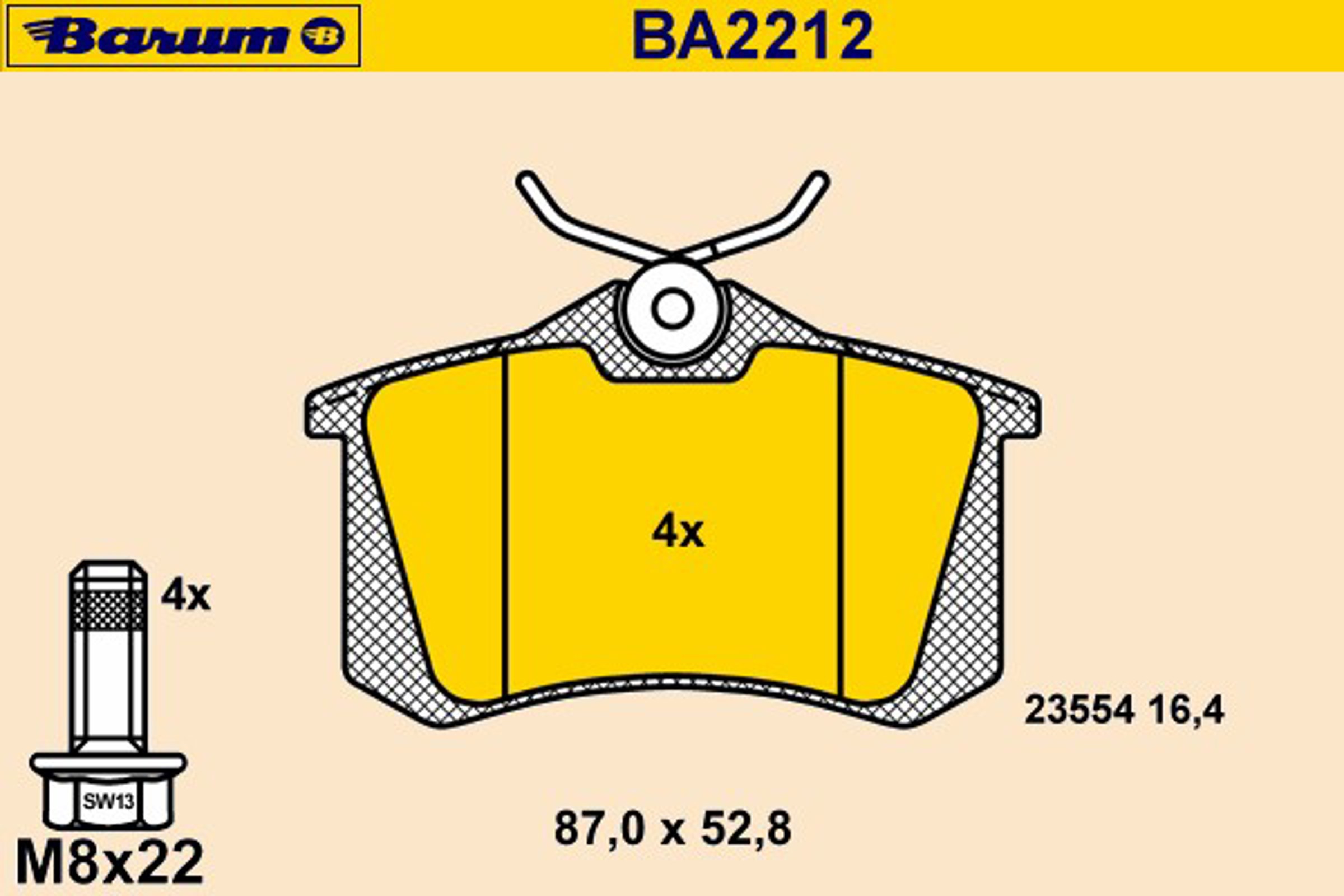 Колодки тормозные дисковые BARUM BA2212