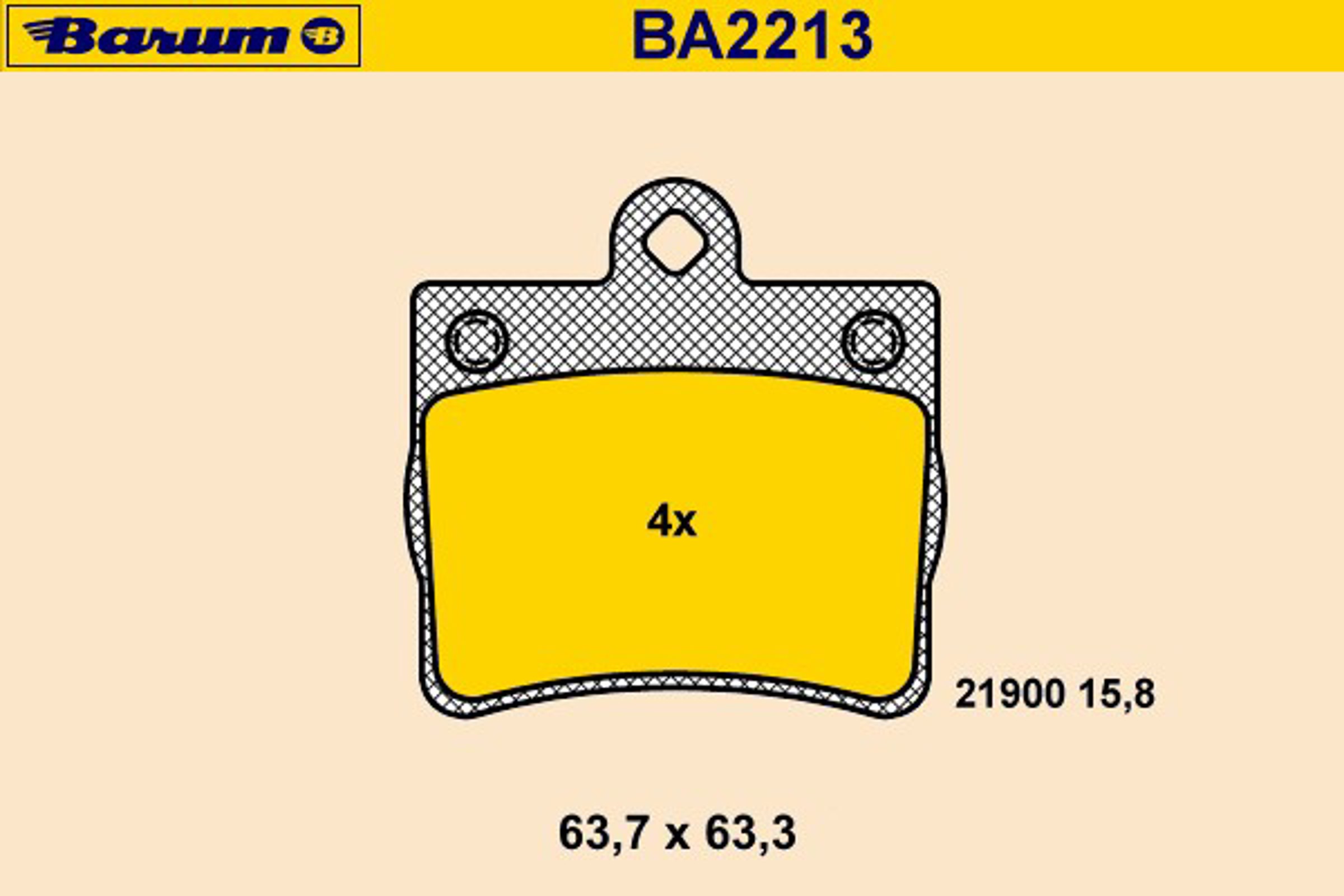 Комплект тормозных колодок дисковый тормоз BARUM BA2213
