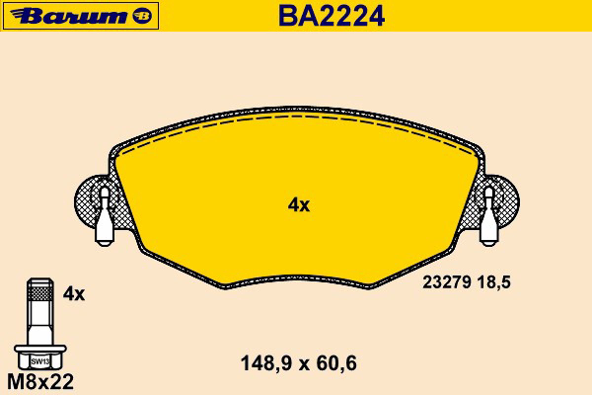 Колодки тормозные дисковые BARUM BA2224