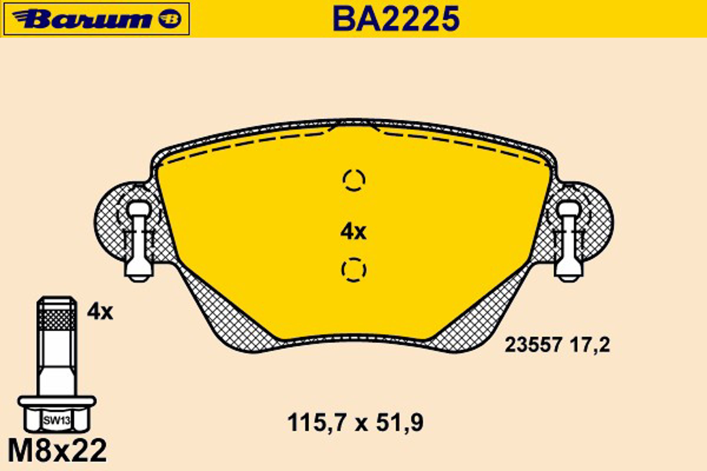 Колодки тормозные дисковые BARUM BA2225