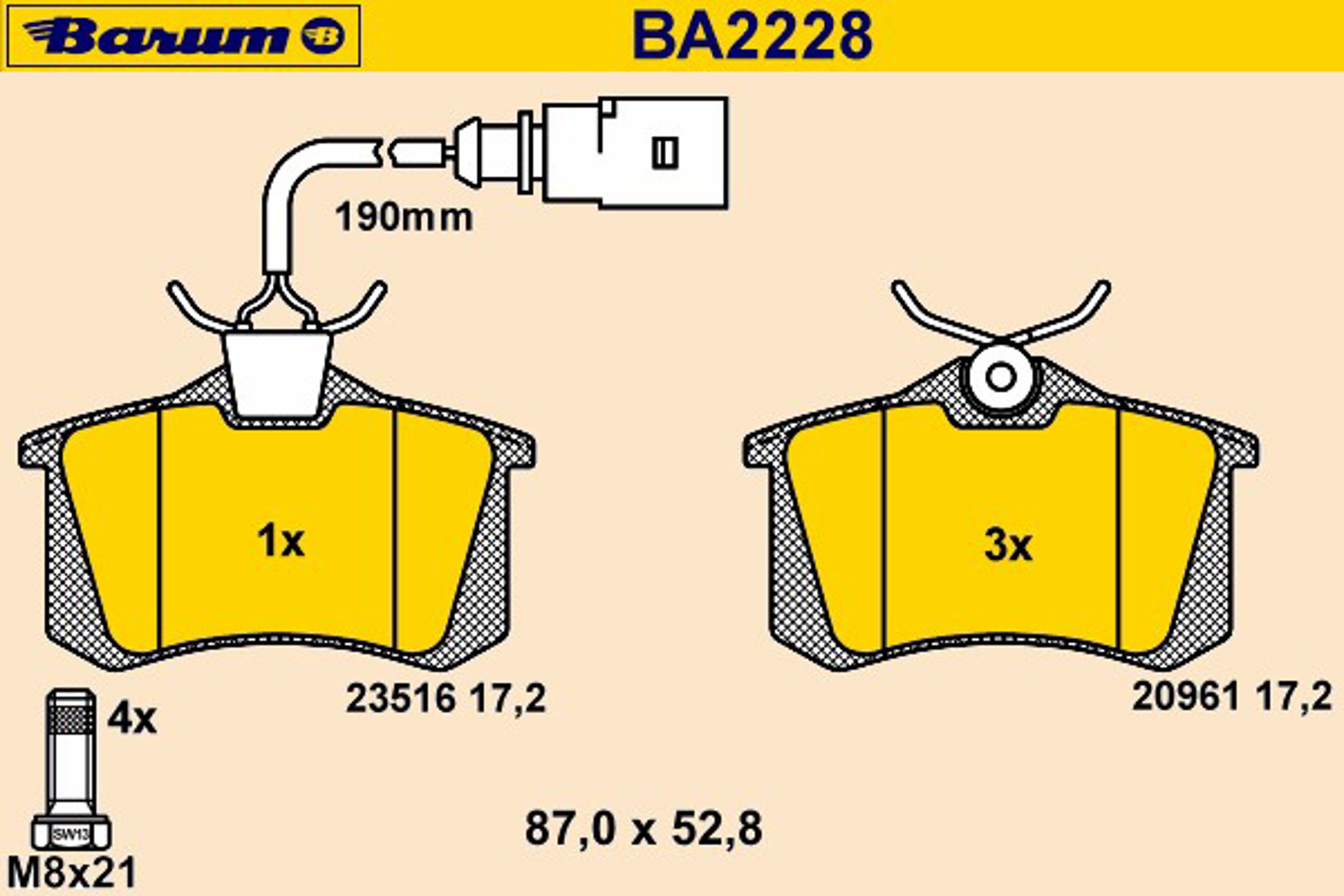 BA2228 BARUM Колодки тормозные дисковые