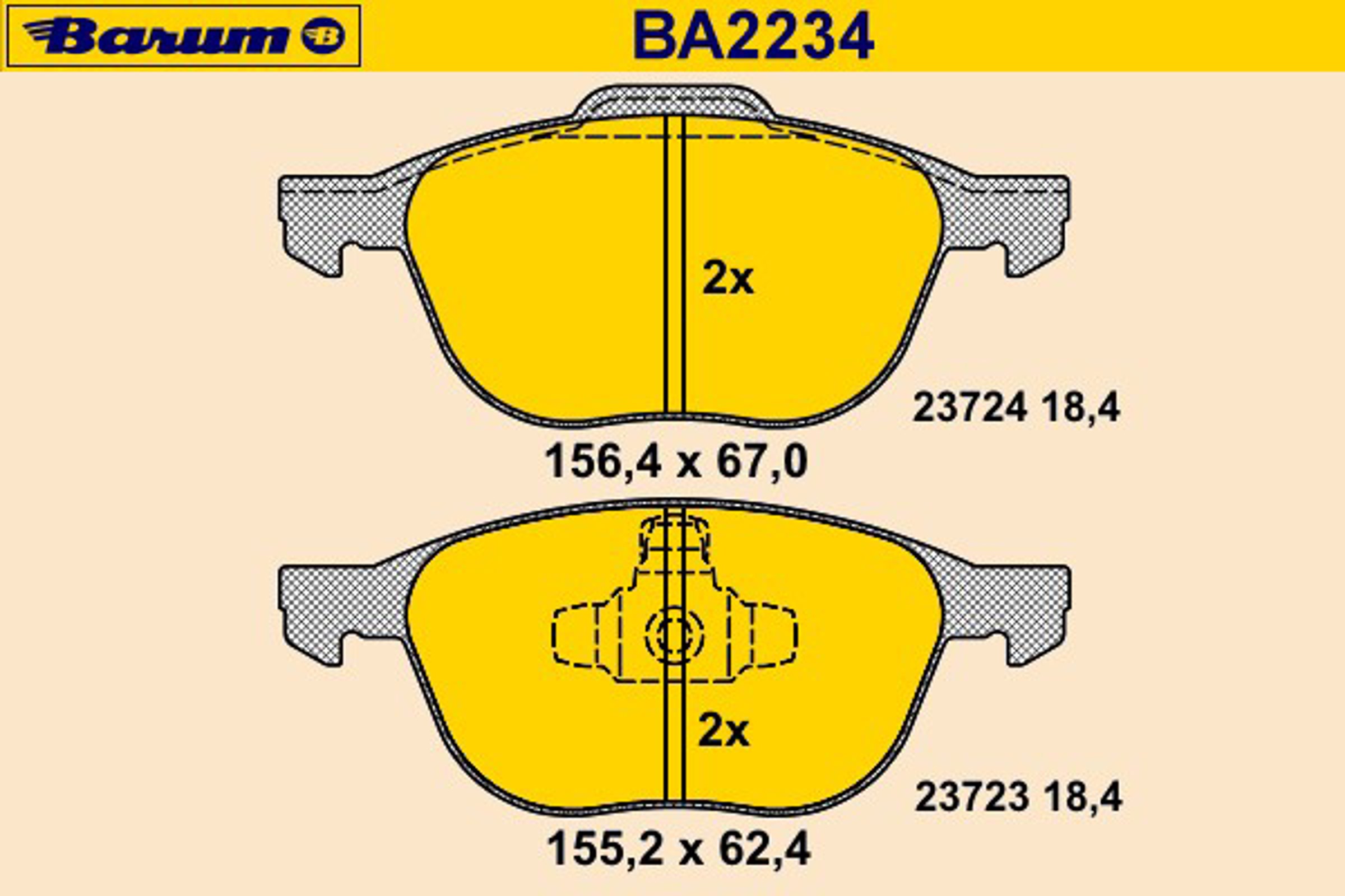 Комплект тормозных колодок дисковый тормоз BARUM BA2234