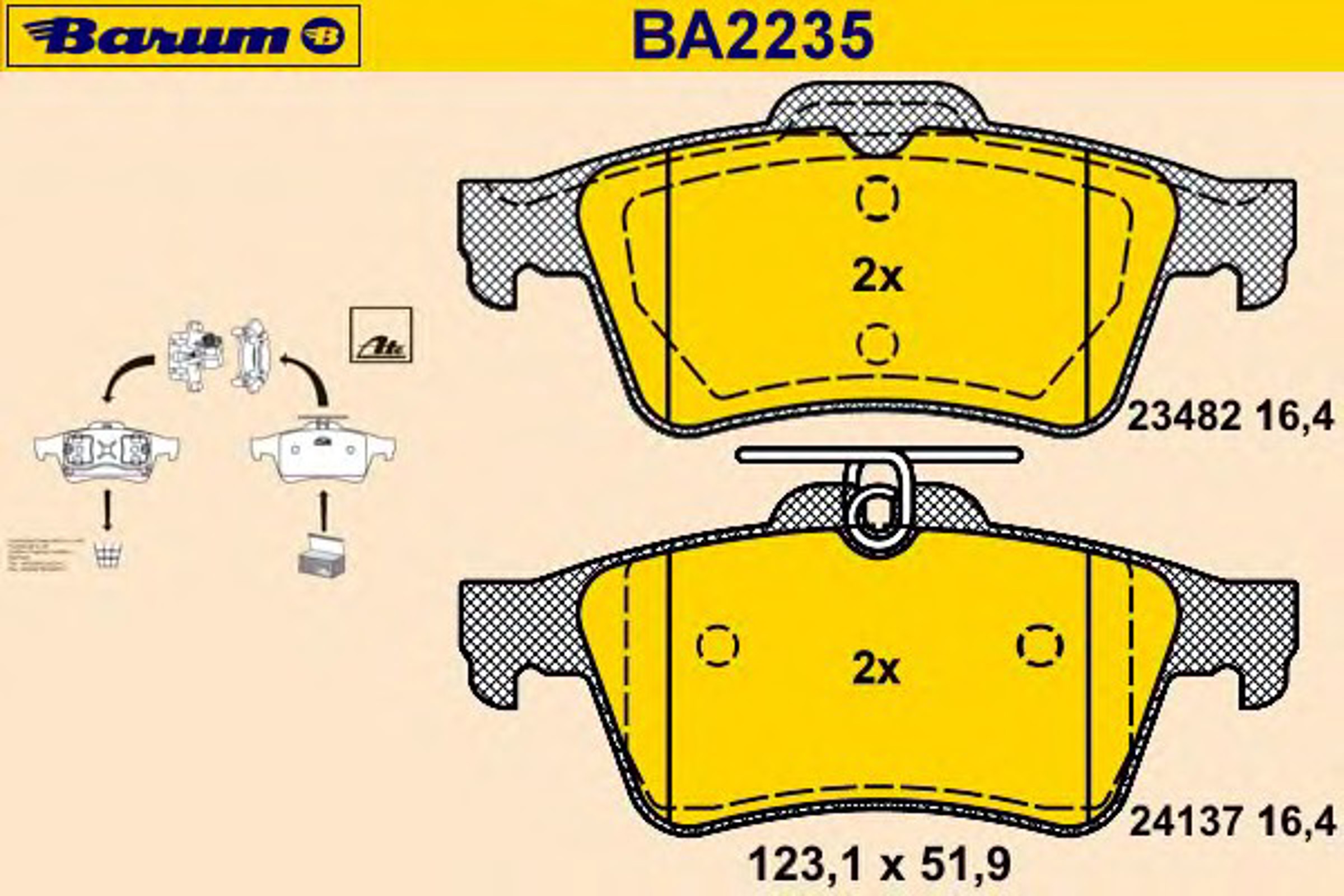 Комплект тормозных колодок дисковый тормоз BARUM BA2235