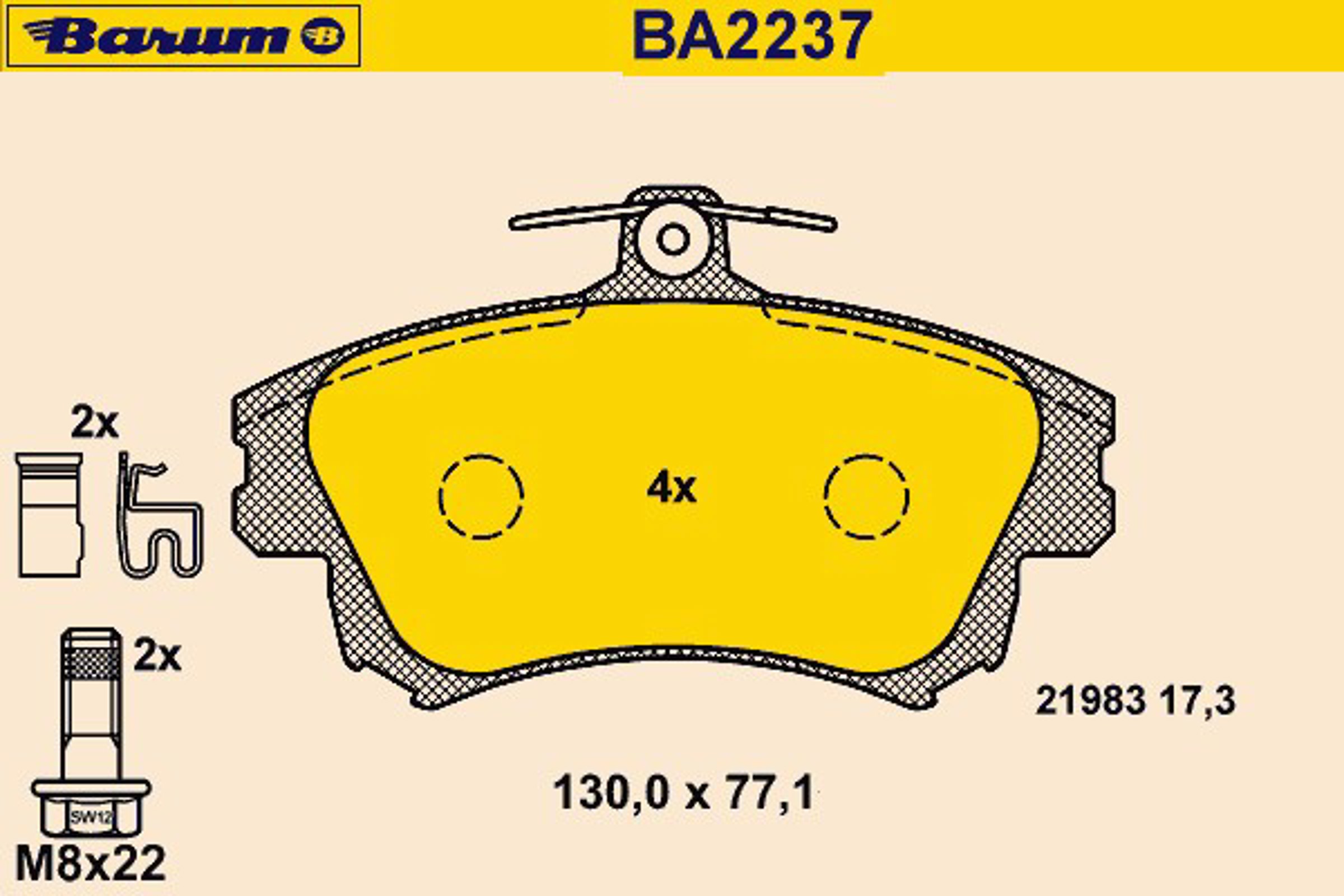 Колодки тормозные дисковые BARUM BA2237
