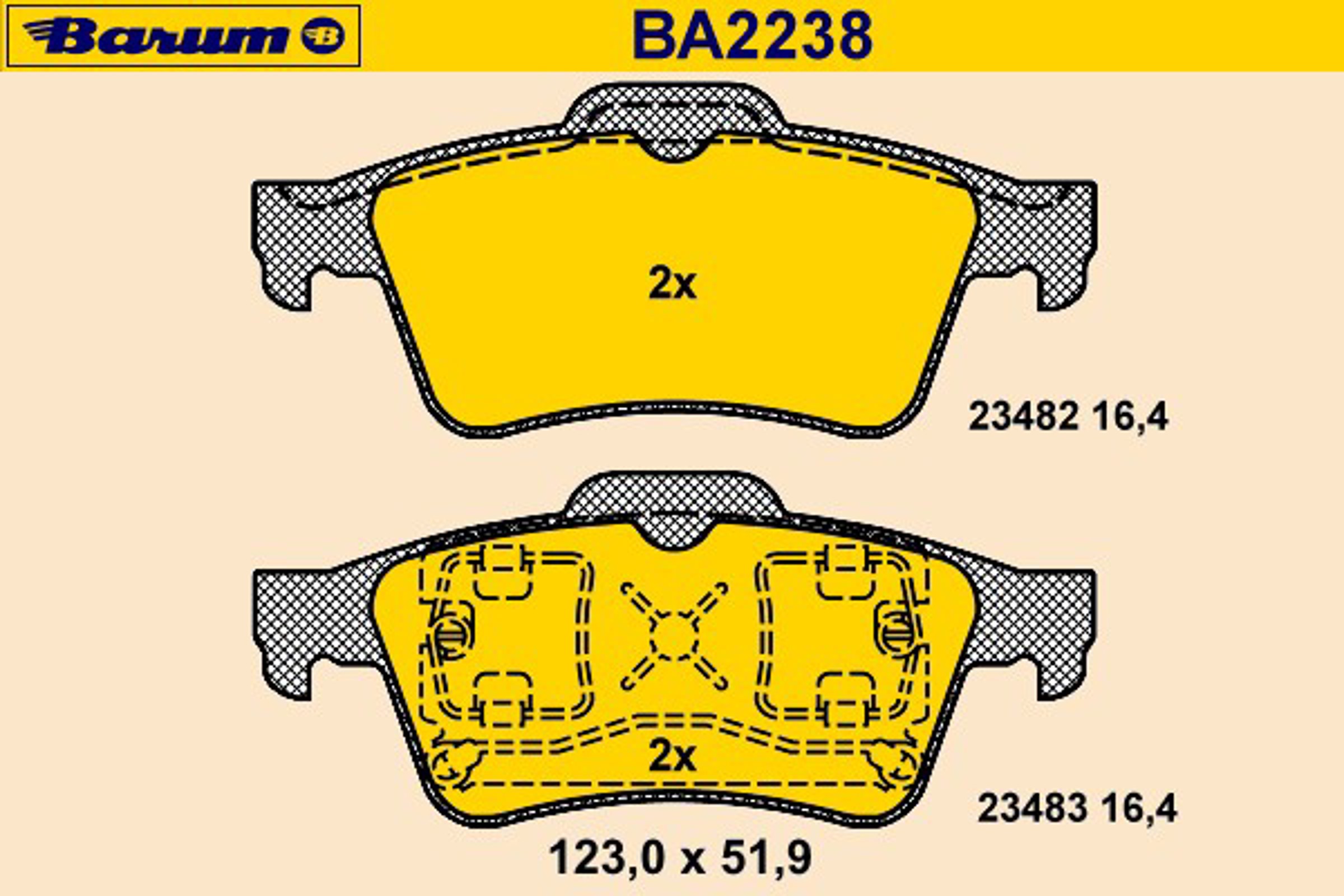 Комплект тормозных колодок дисковый тормоз BARUM BA2238