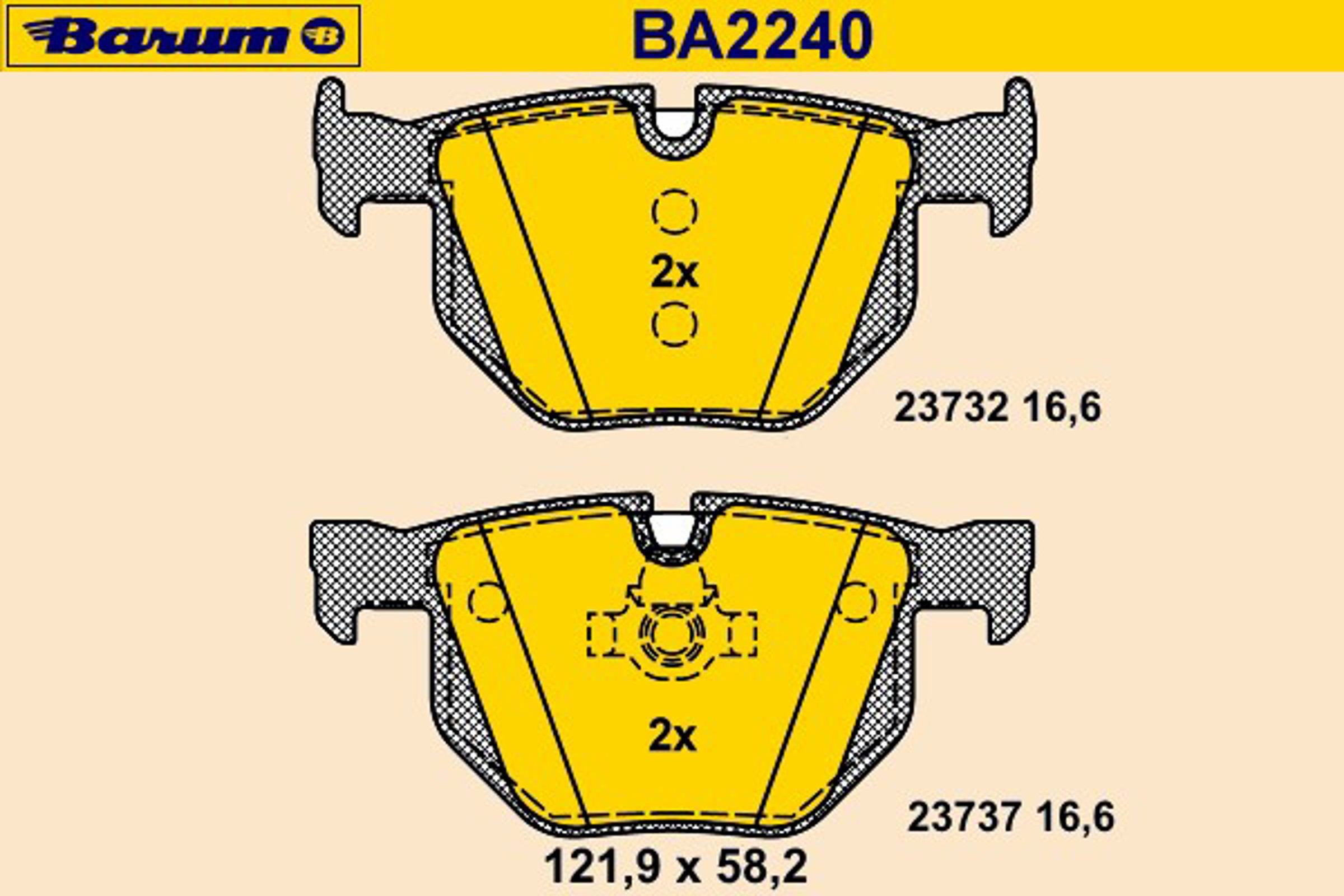 Комплект тормозных колодок дисковый тормоз BARUM BA2240