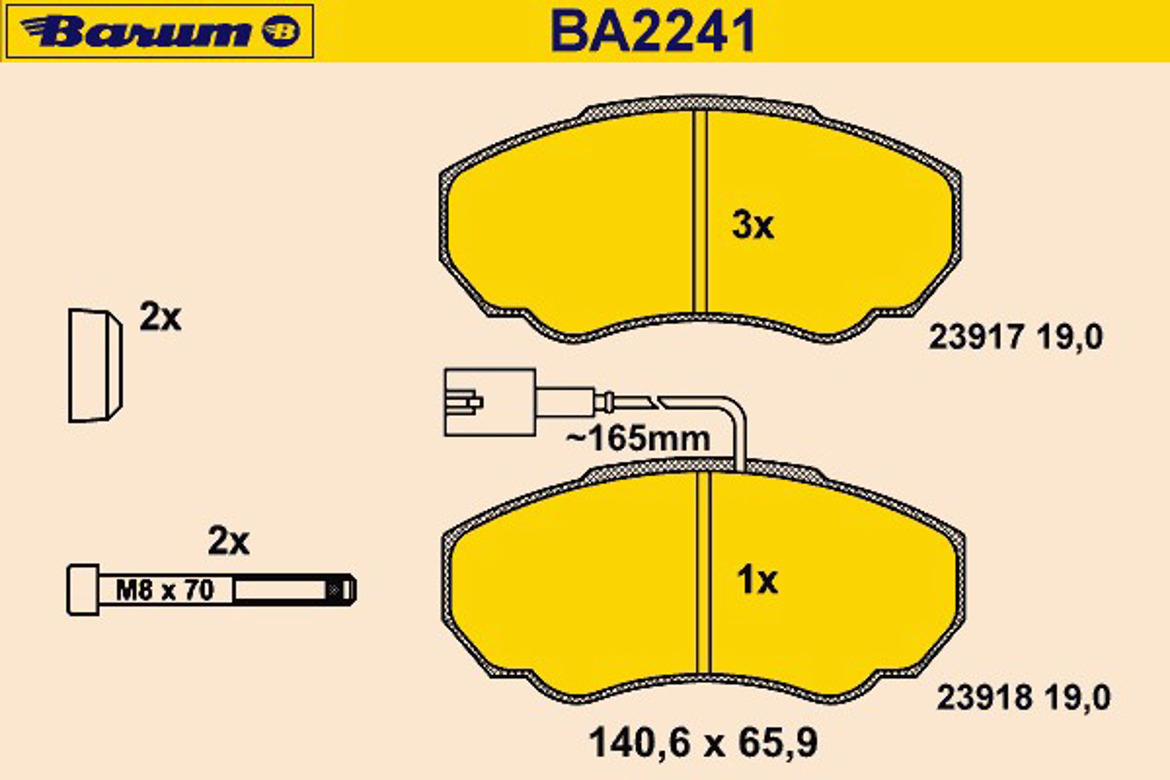 BA2241 BARUM Комплект тормозных колодок, дисковый тормоз