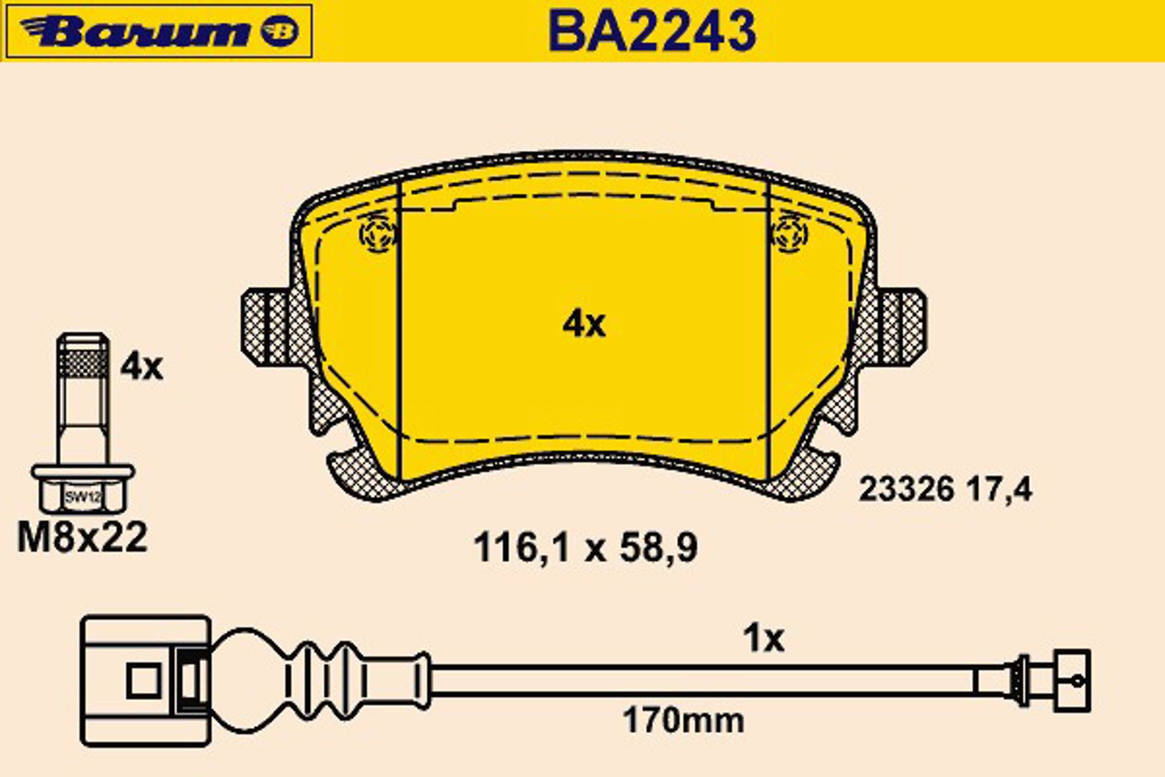 BA2243 BARUM Колодки тормозные дисковые