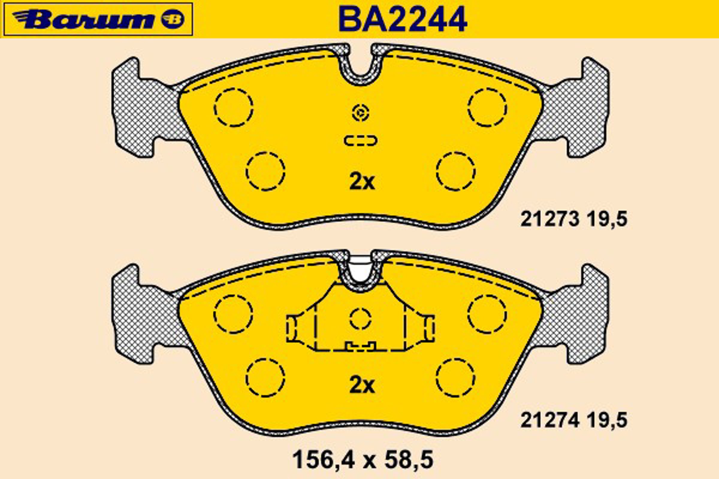 Комплект тормозных колодок дисковый тормоз BARUM BA2244