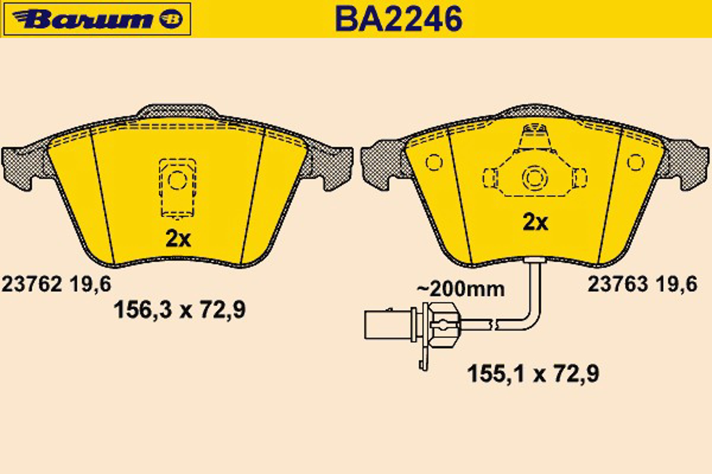 Колодки тормозные дисковые BARUM BA2246