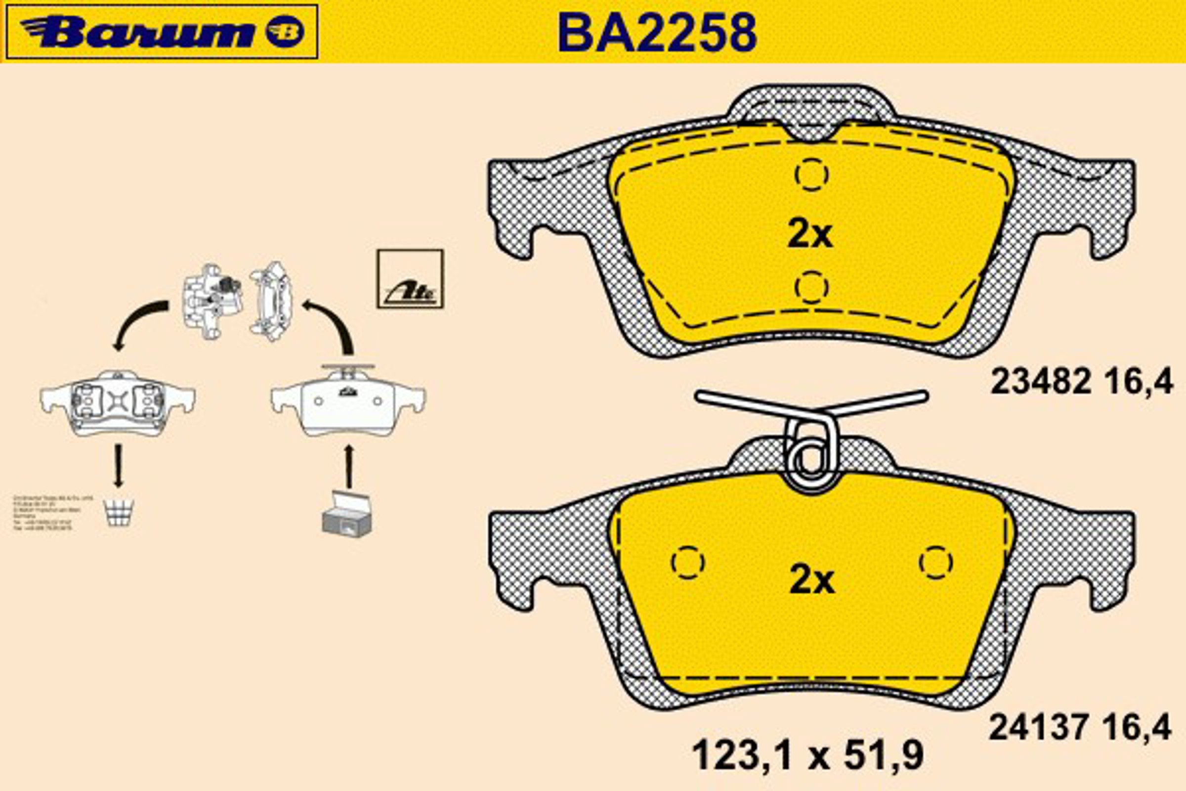 BA2258 BARUM Комплект тормозных колодок, дисковый тормоз