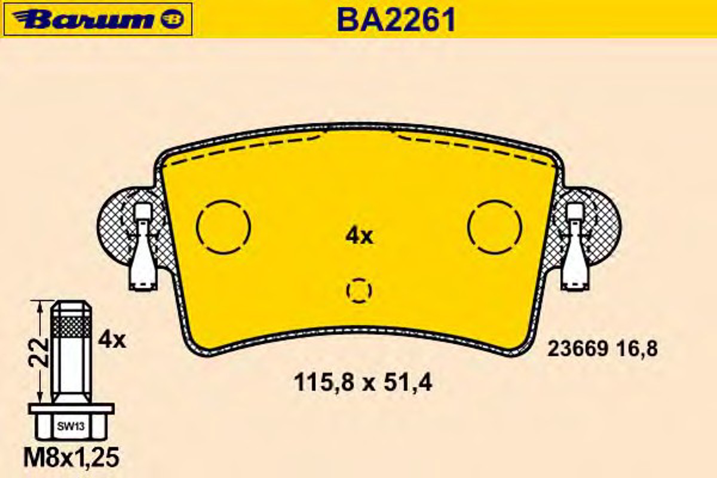 Колодки тормозные дисковые BARUM BA2261
