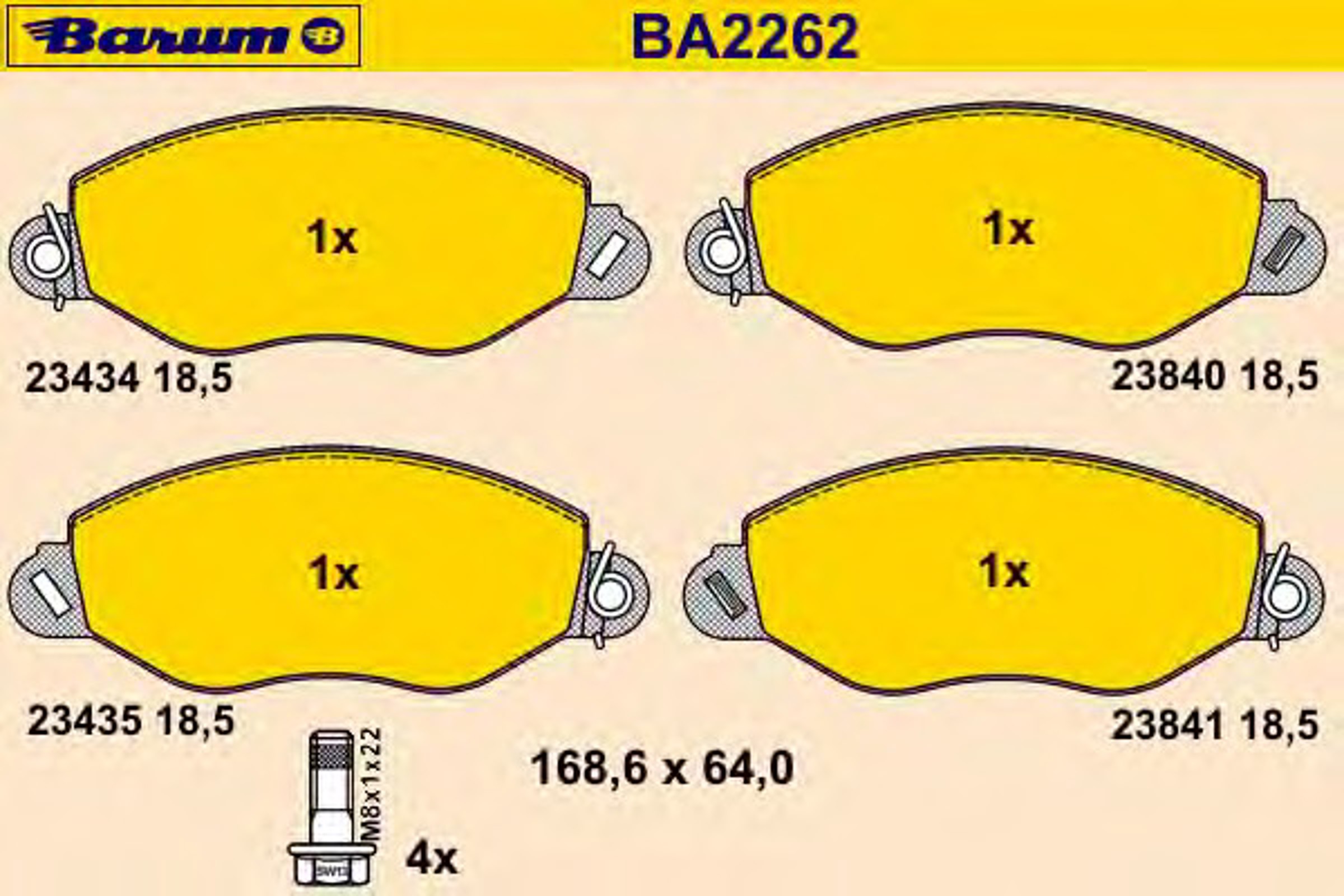 BA2262 BARUM Колодки тормозные дисковые